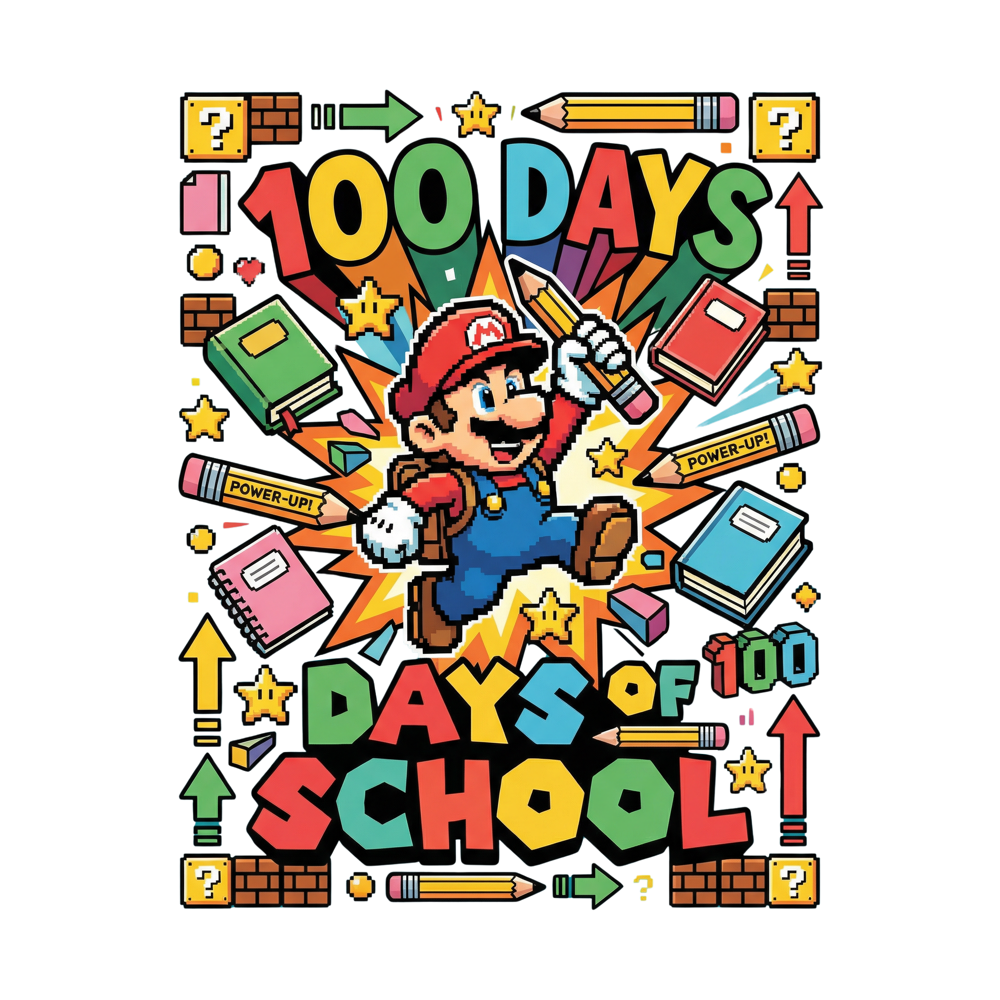 Hundred Days School Power Up DTF Transfer