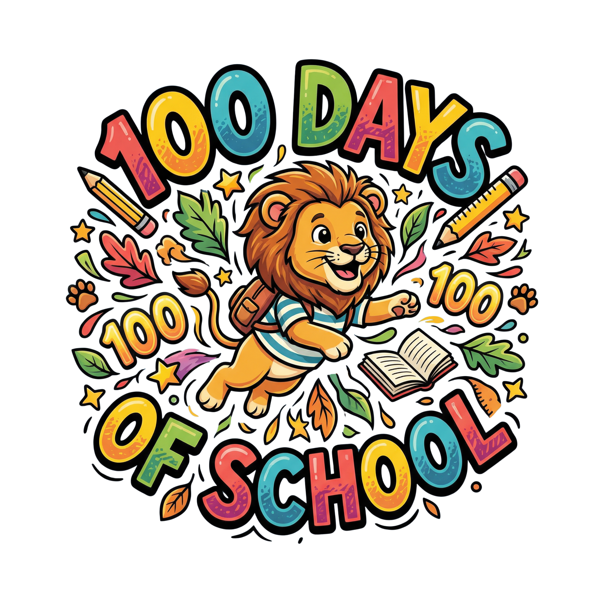 Hundred Days Lion Learning Adventure DTF Transfer