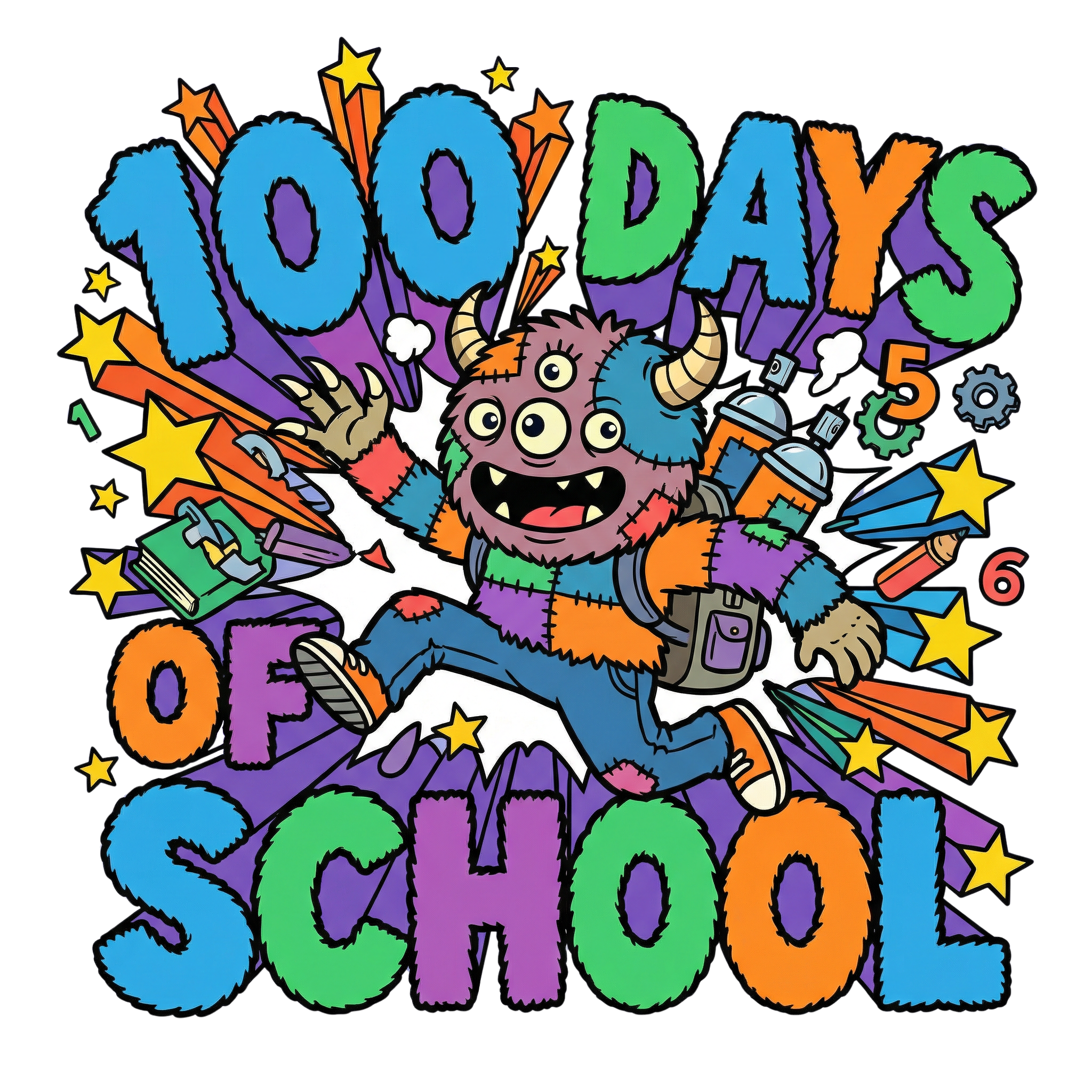 Hundred Days Monster School Adventure DTF Transfer