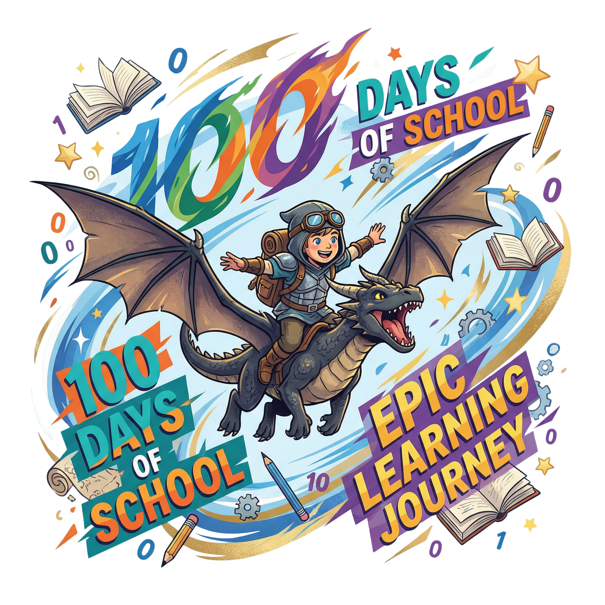 Hundred Days Epic Dragon Learning Journey DTF Transfer