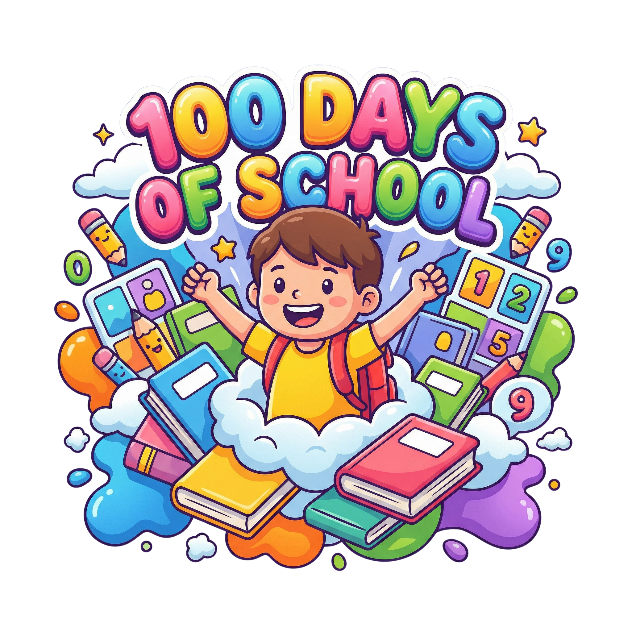 Hundred Days Colorful School Celebration DTF Transfer
