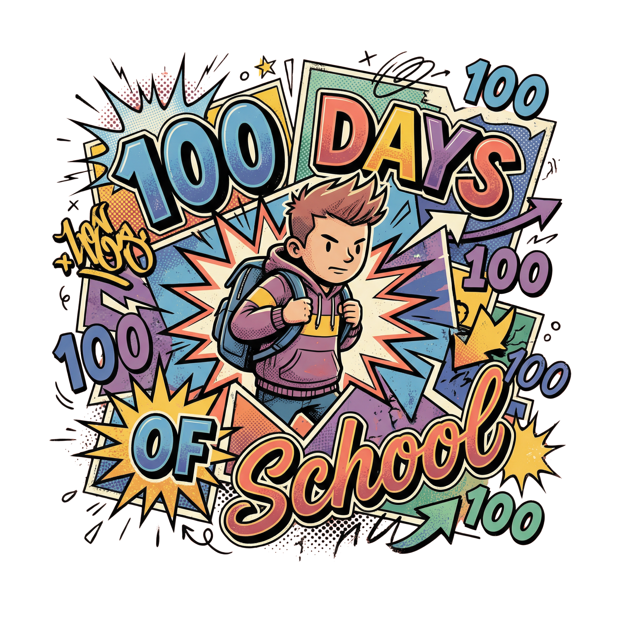 Hundred Days Comic School Adventure DTF Transfer