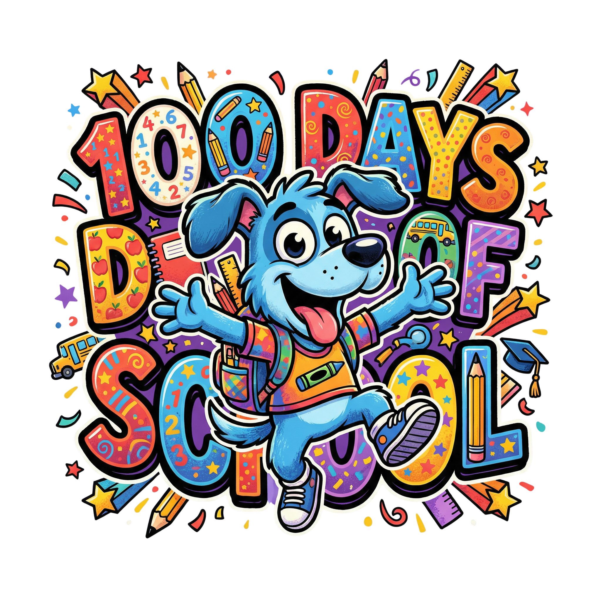 Hundred Days Playful School Puppy DTF Transfer