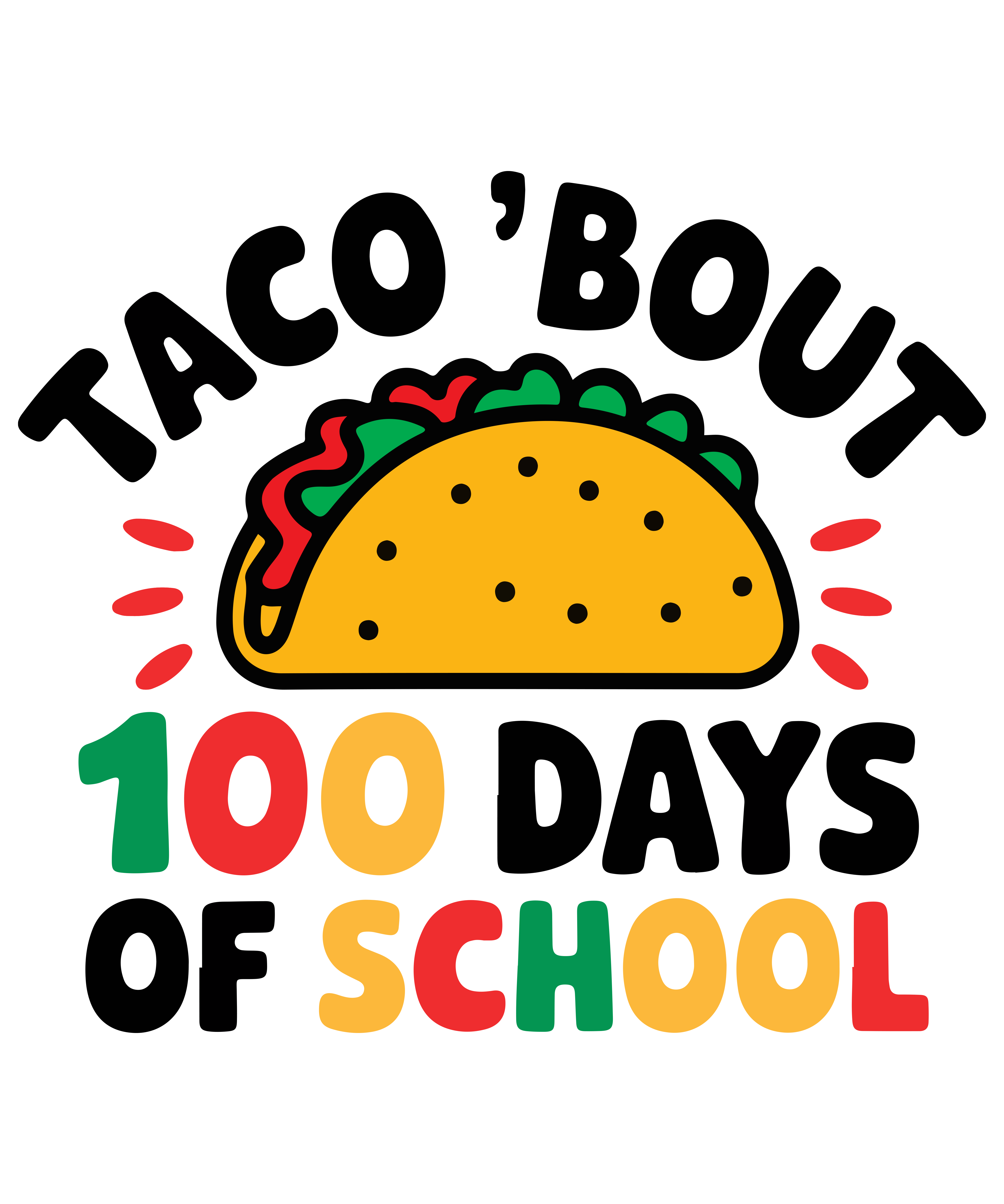Taco Loving Learner 100 Days DTF Transfer