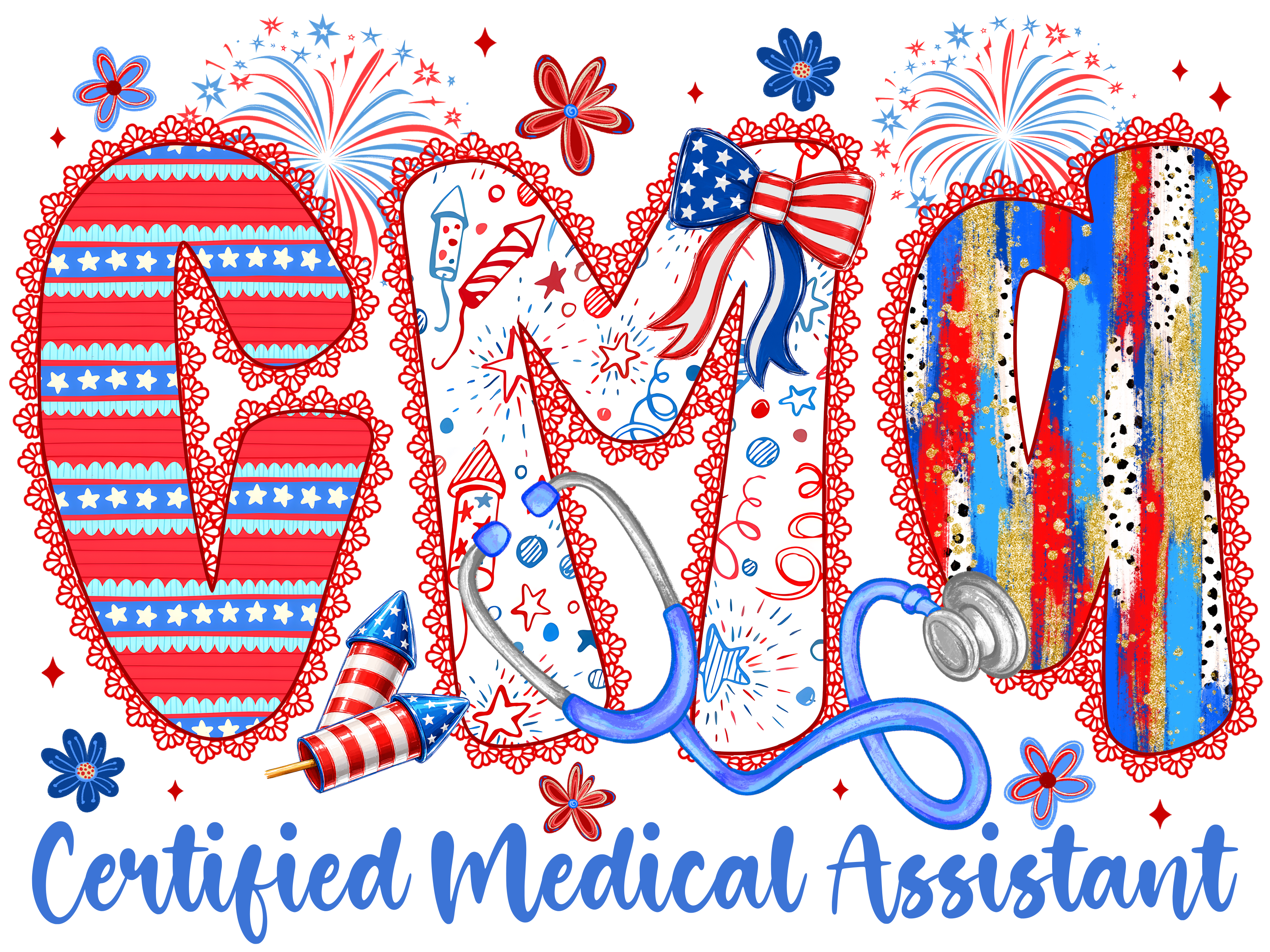 Patriotic Certified Medical Assistant DTF Transfer