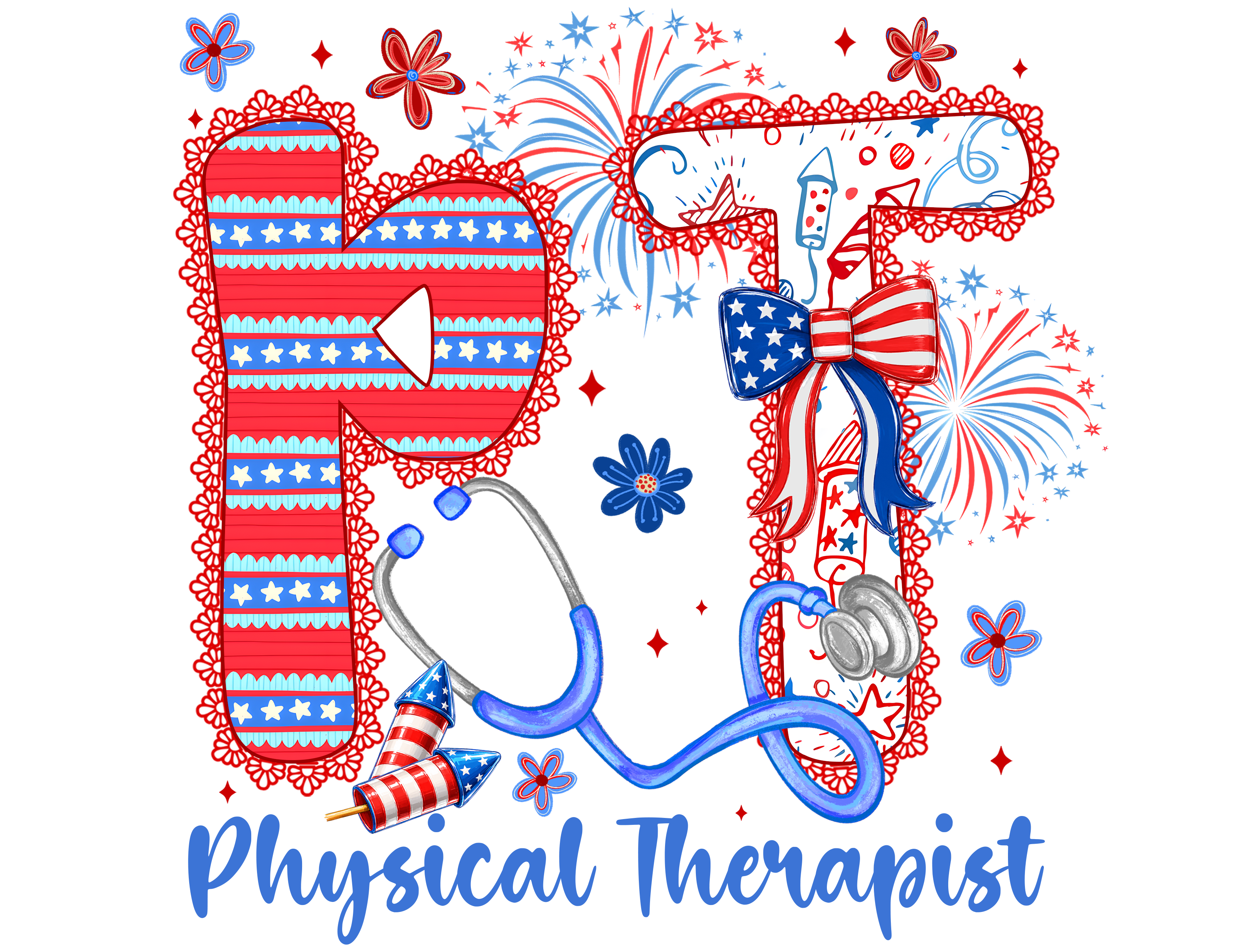 Patriotic Physical Therapist DTF Transfer