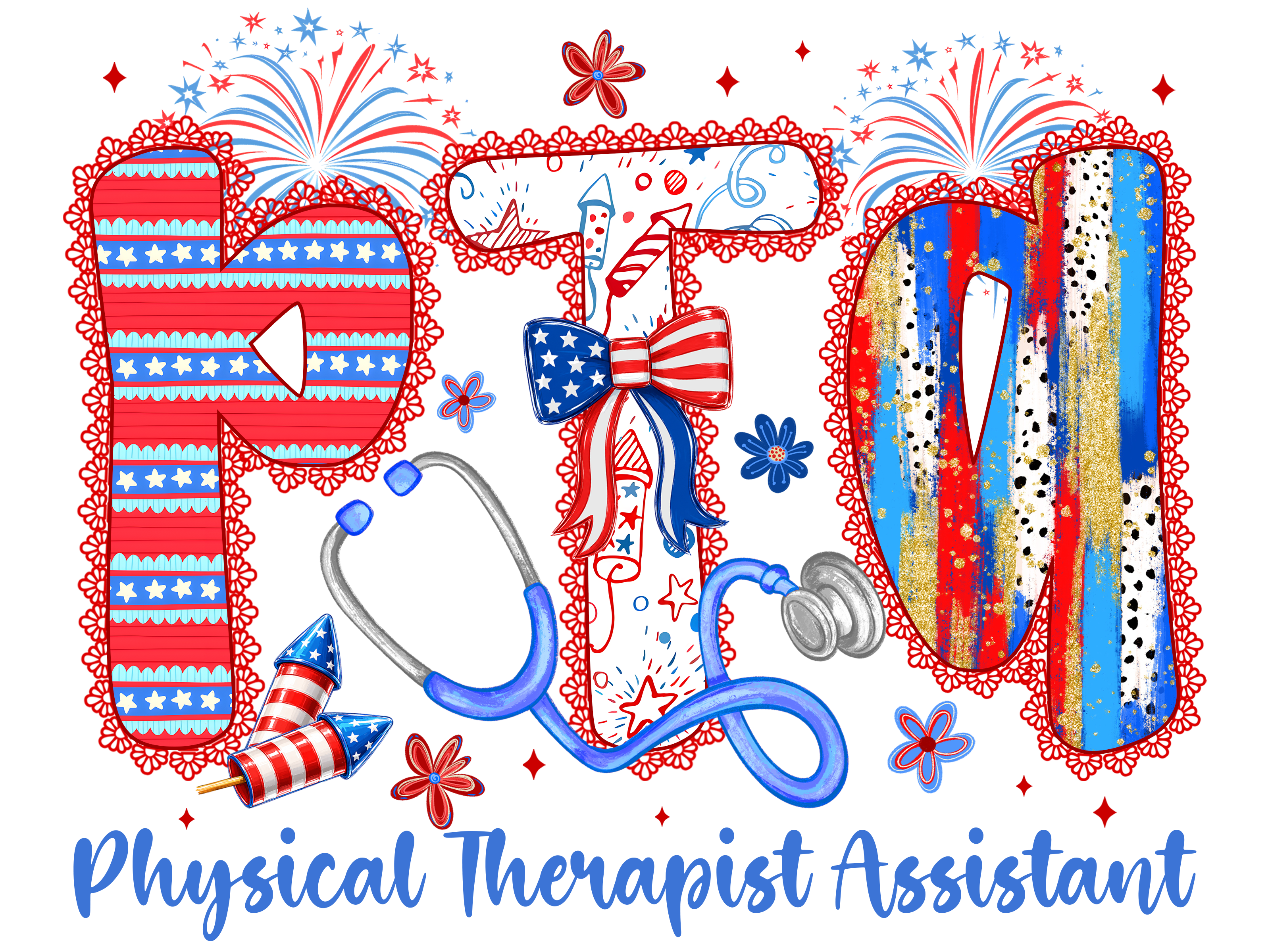 Patriotic Physical Therapist Assistant DTF Transfer