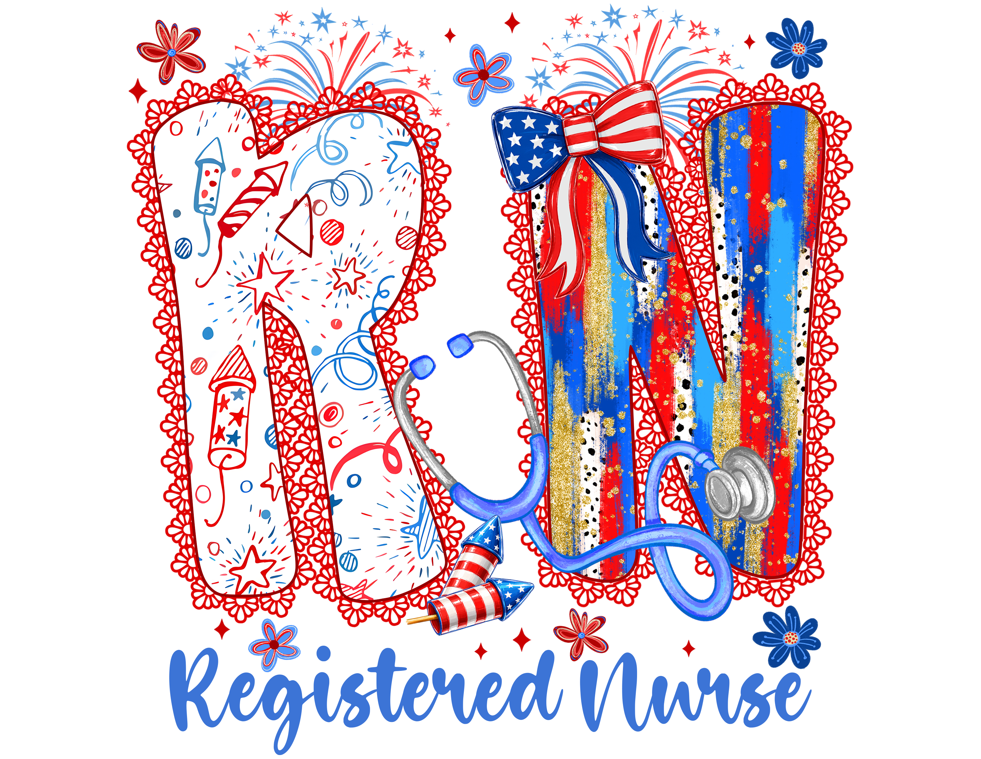 Patriotic Registered Nurse DTF Transfer