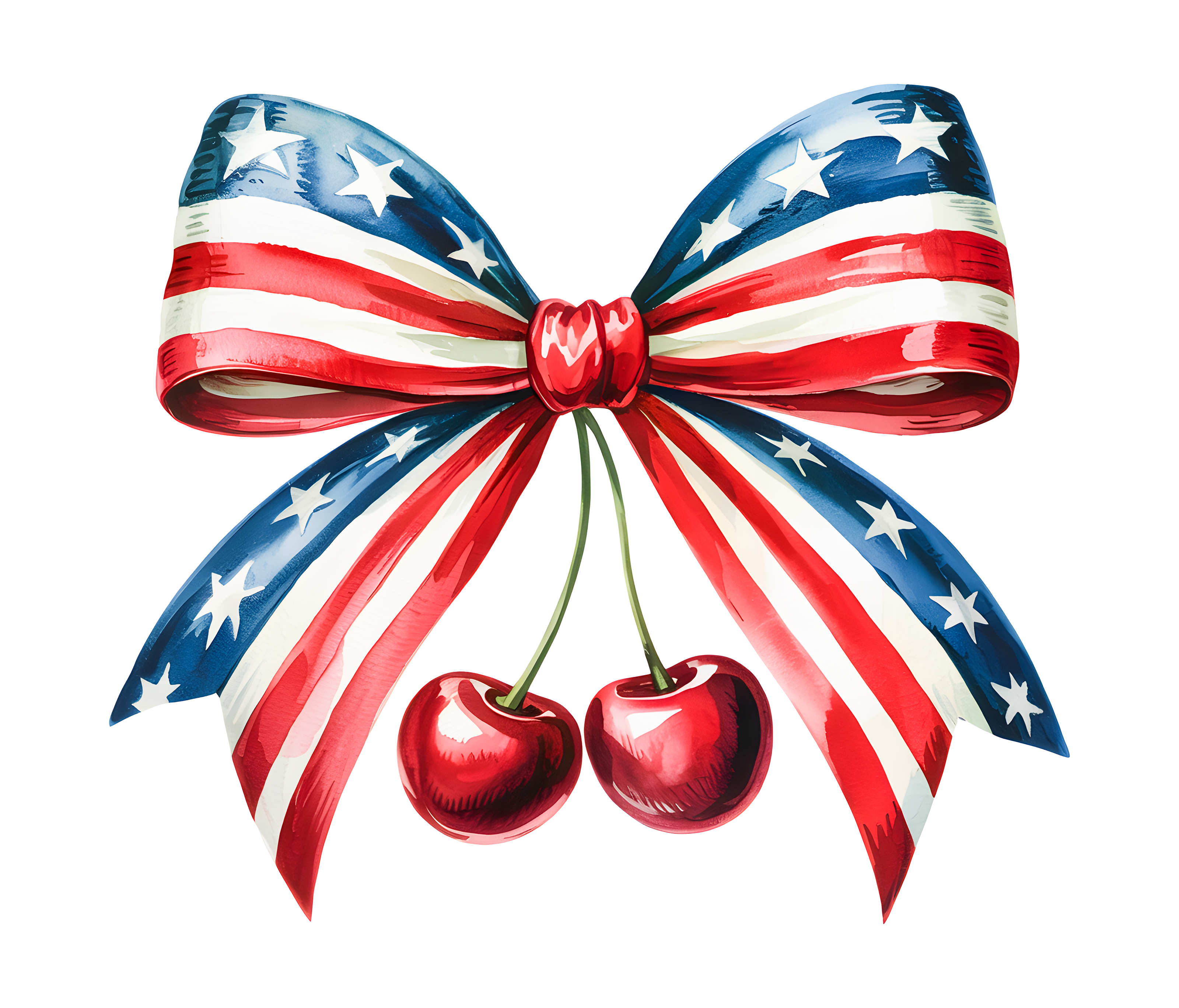 Patriotic Cherry Bow DTF Transfer