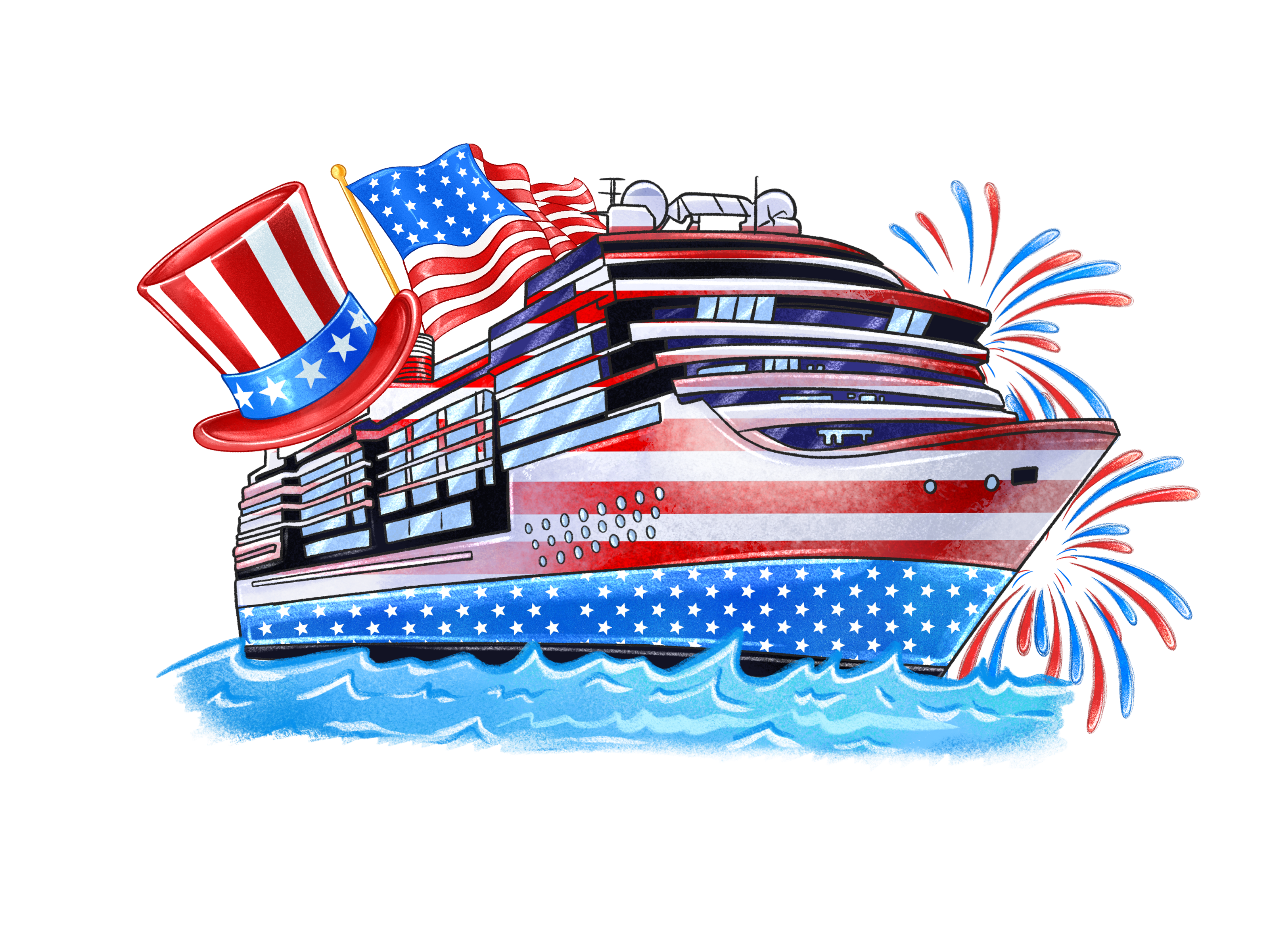 Patriotic Cruise Ship DTF Transfer