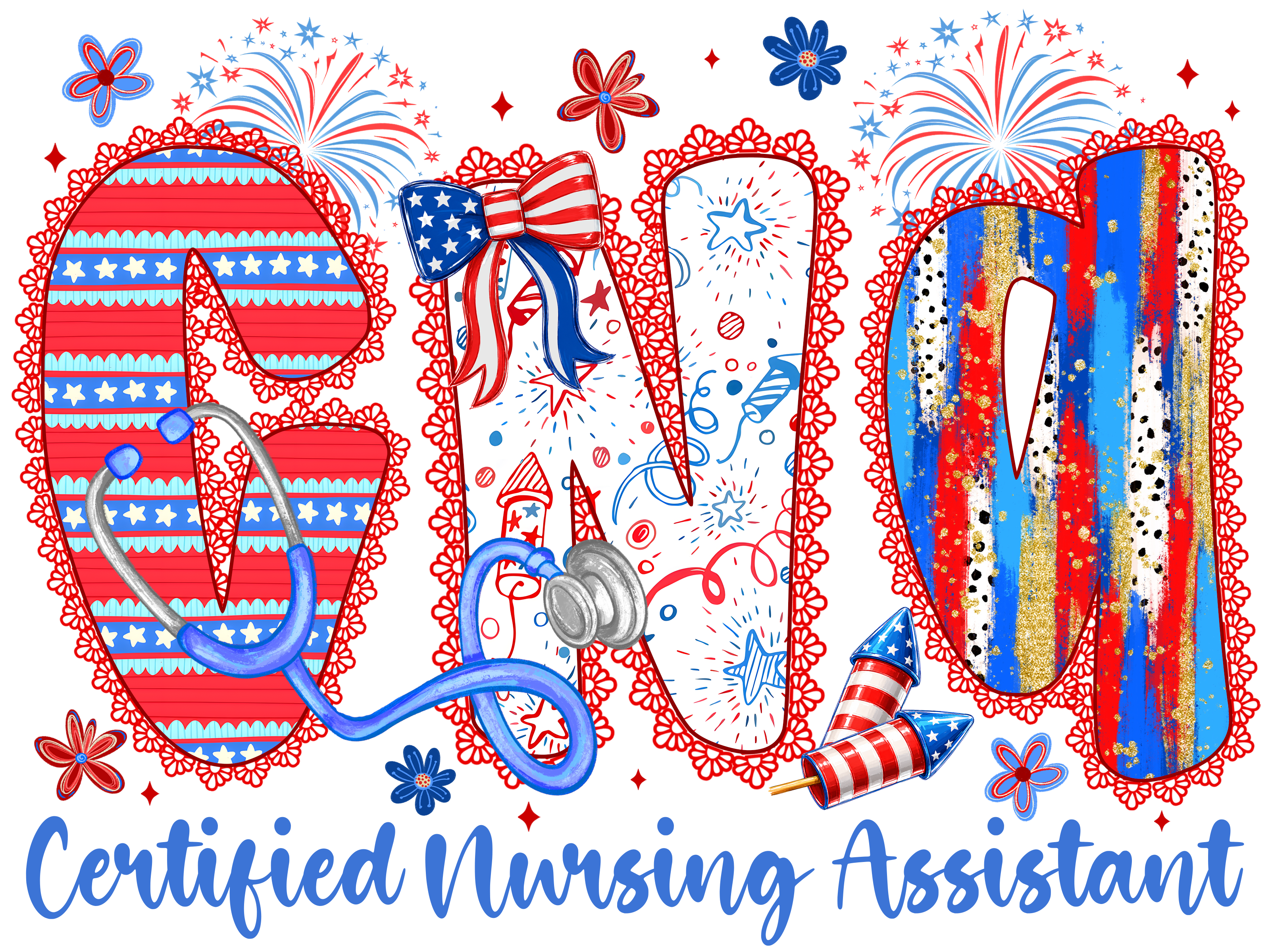 Patriotic Certified Nursing Assistant DTF Transfer
