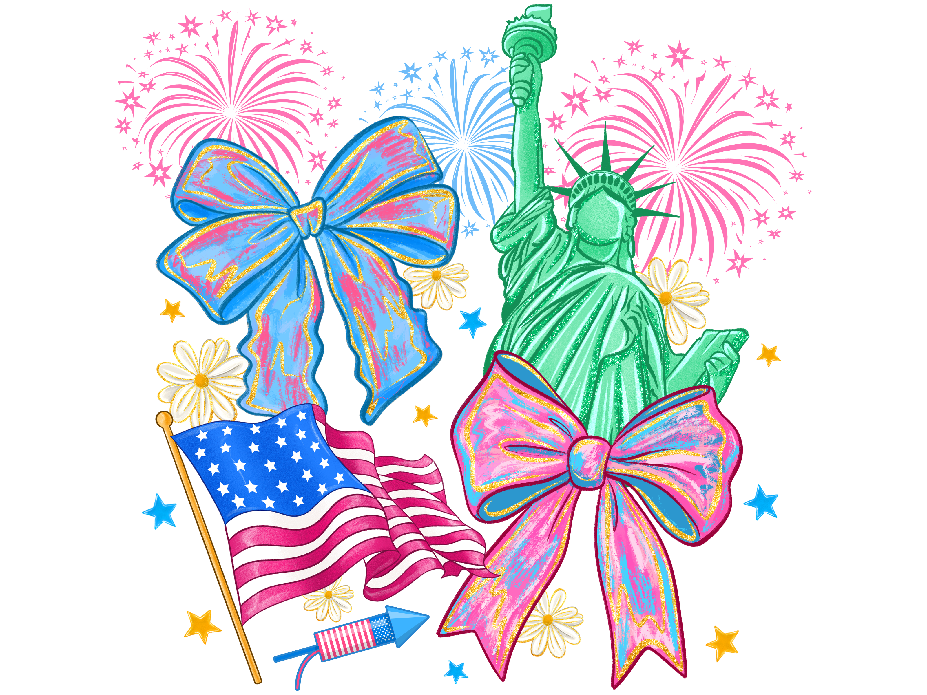 Colorful Liberty DTF Transfer