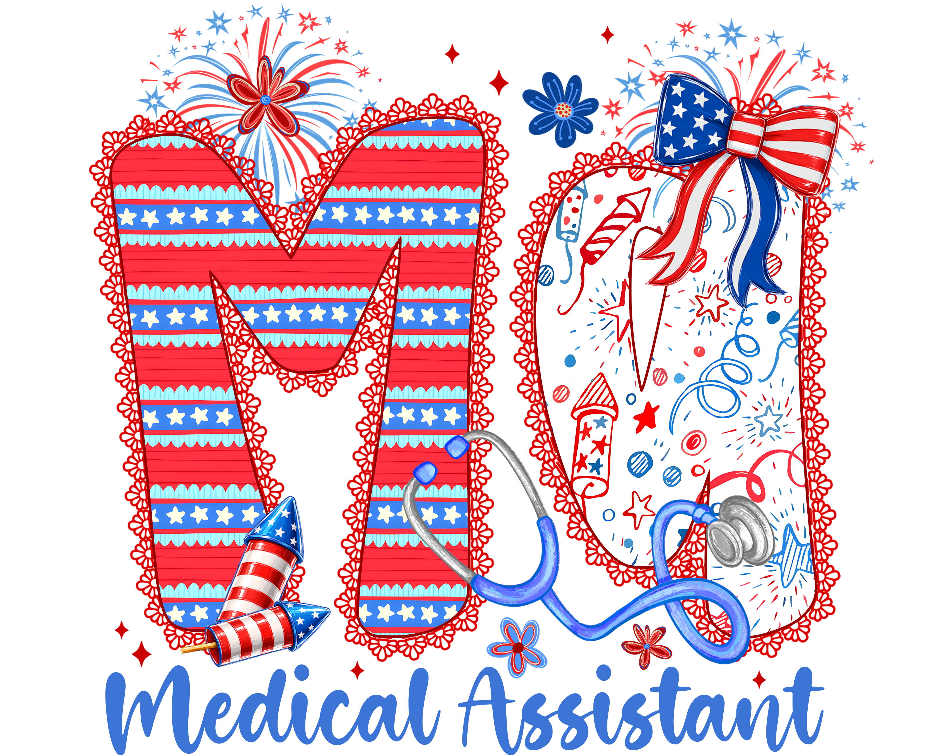 Patriotic Medical Assistant DTF Transfer