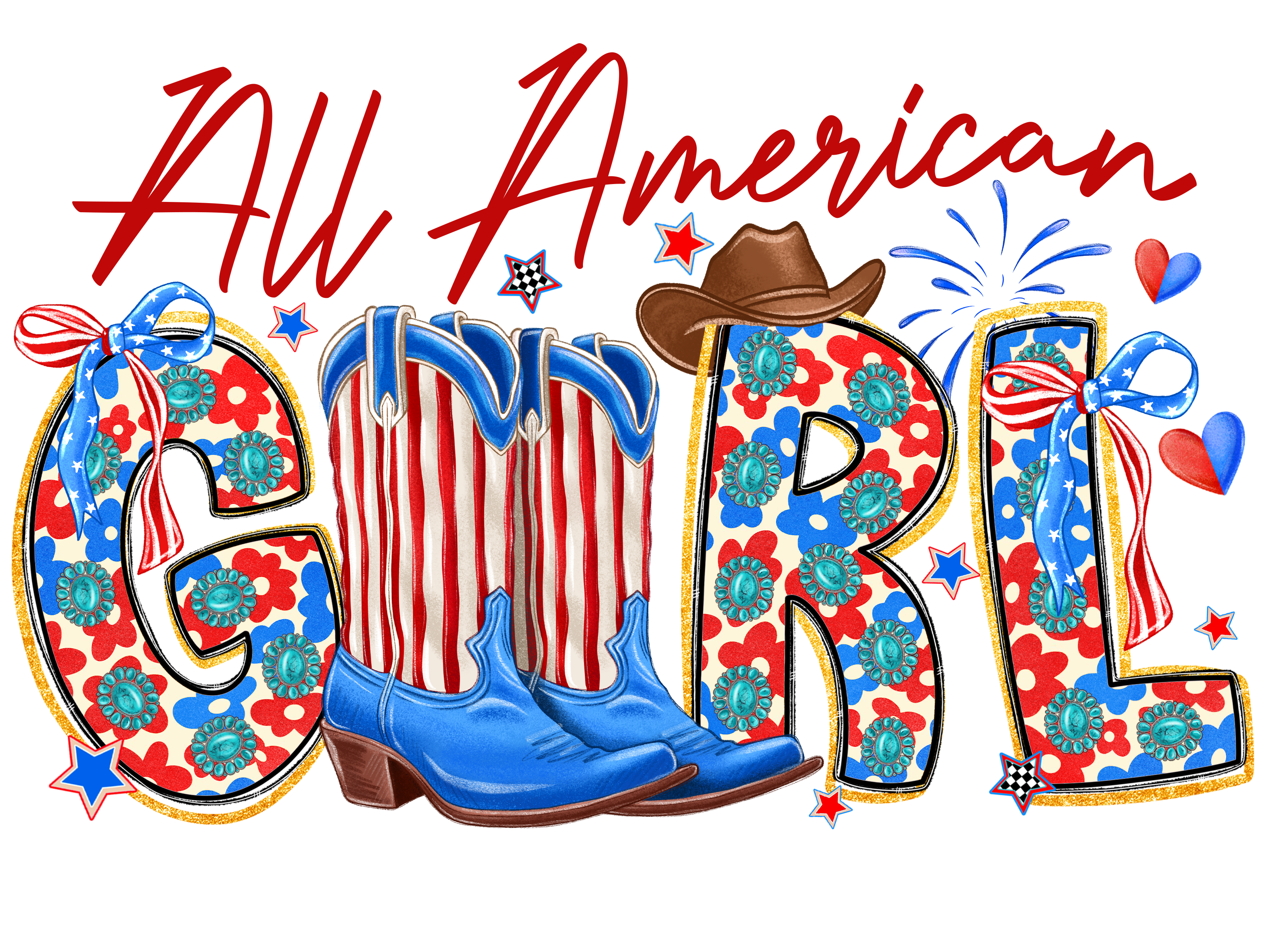 All American Cowgirl DTF Transfer
