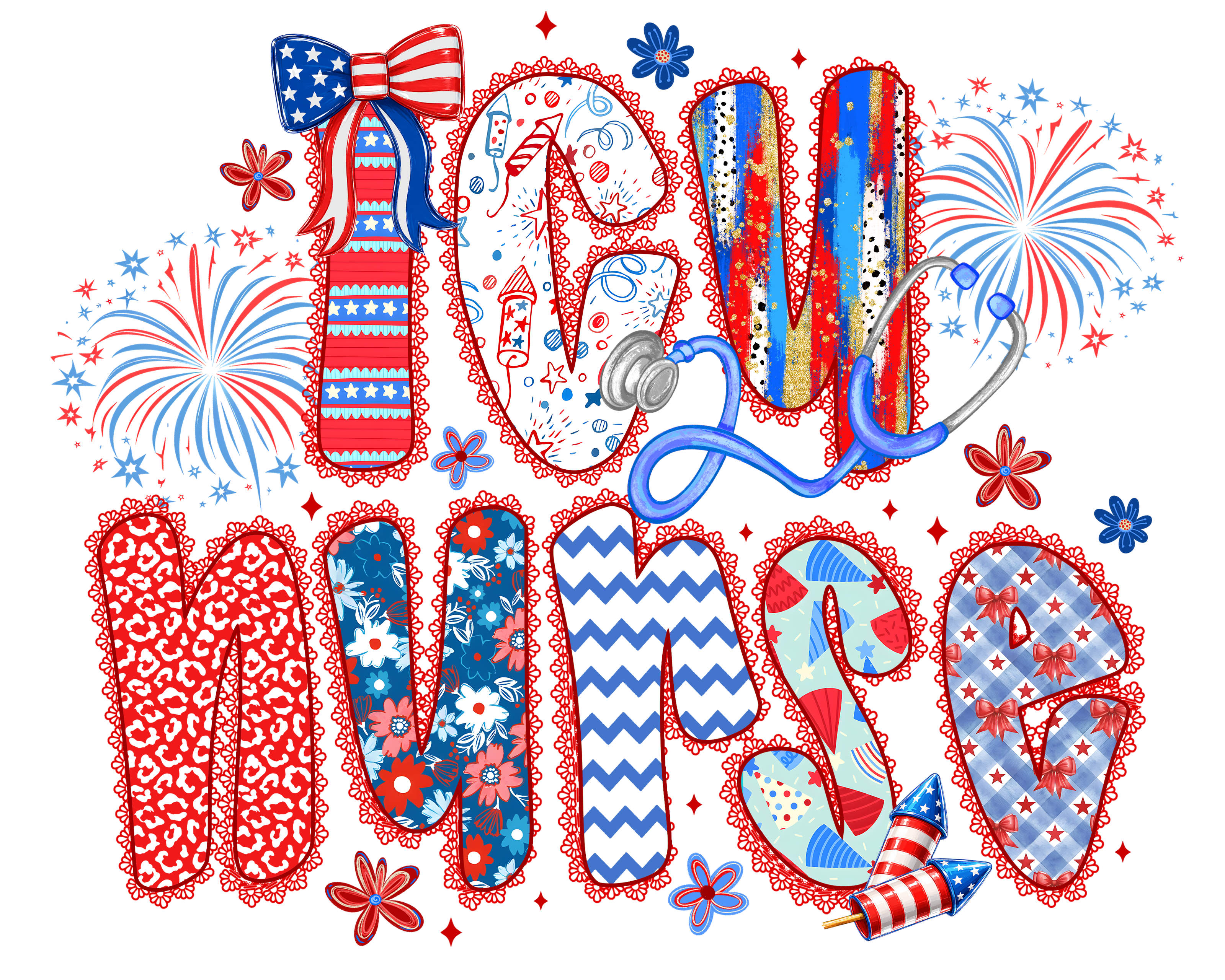 Patriotic Nurse Life DTF Transfer