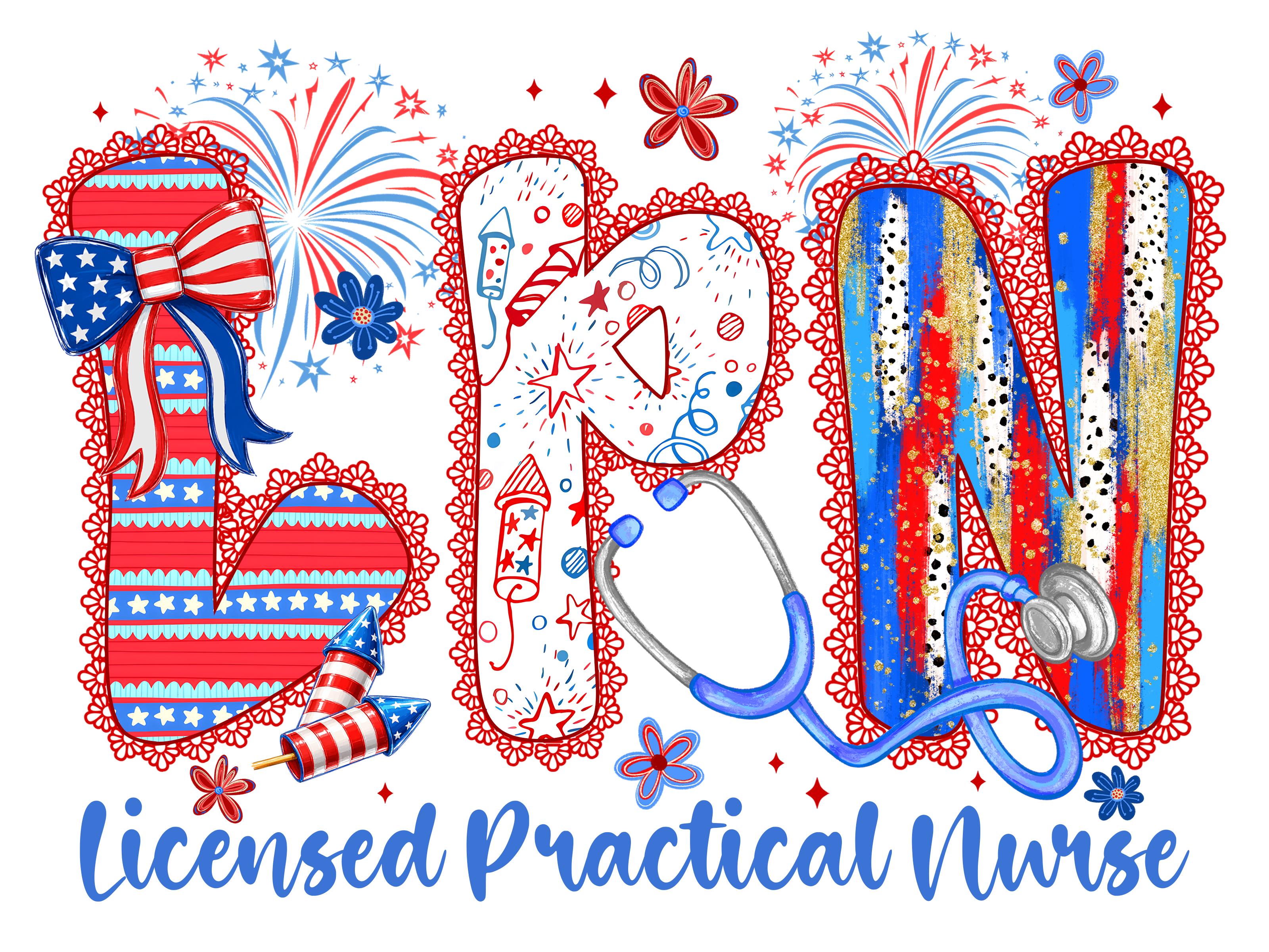 Patriotic Licensed Practical Nurse DTF Transfer