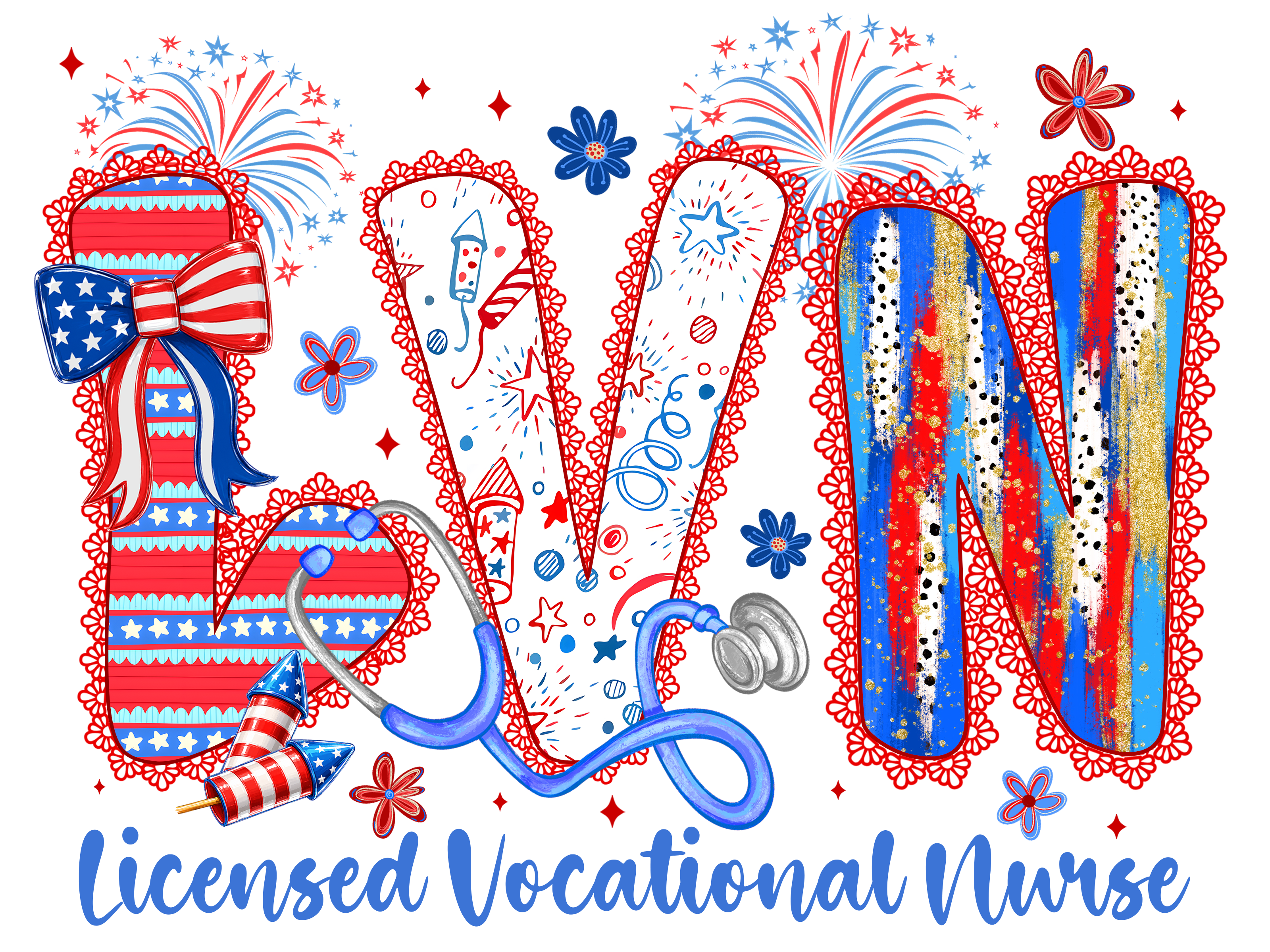 Patriotic Licensed Vocational Nurse DTF Transfer
