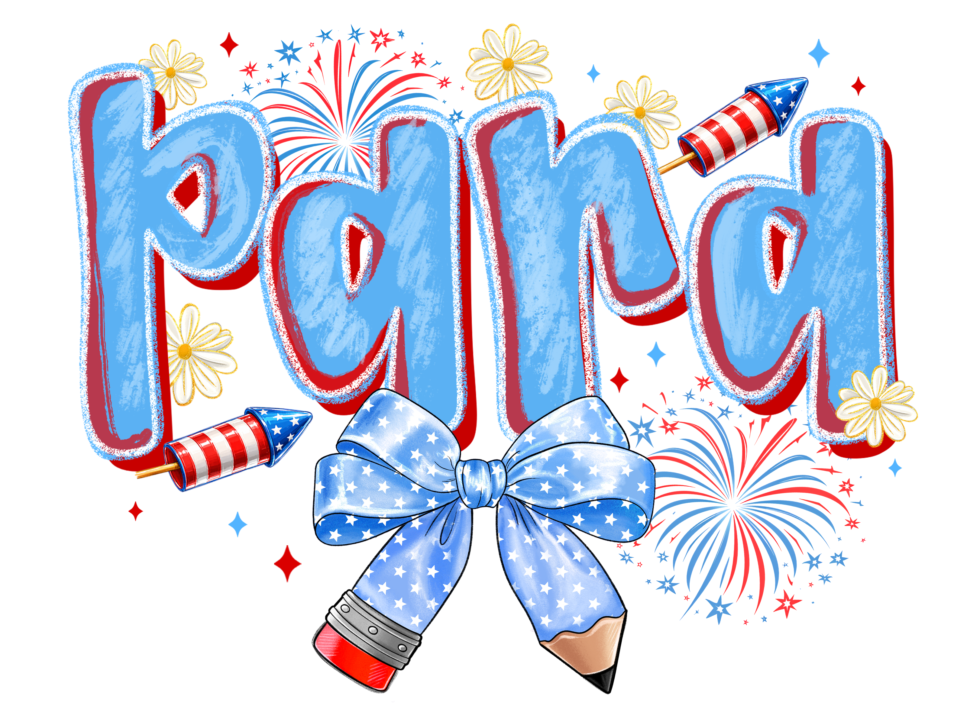 Patriotic School Pencil DTF Transfer