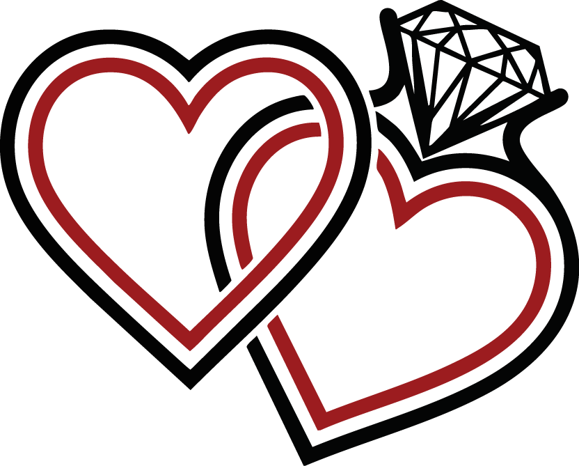 Interlocking Hearts And Wedding Rings DTF Transfer