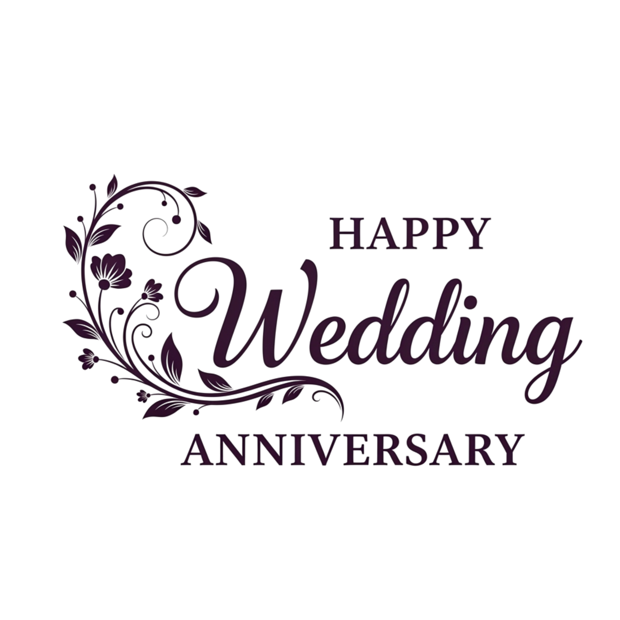Floral Happy Wedding Anniversary DTF Transfer