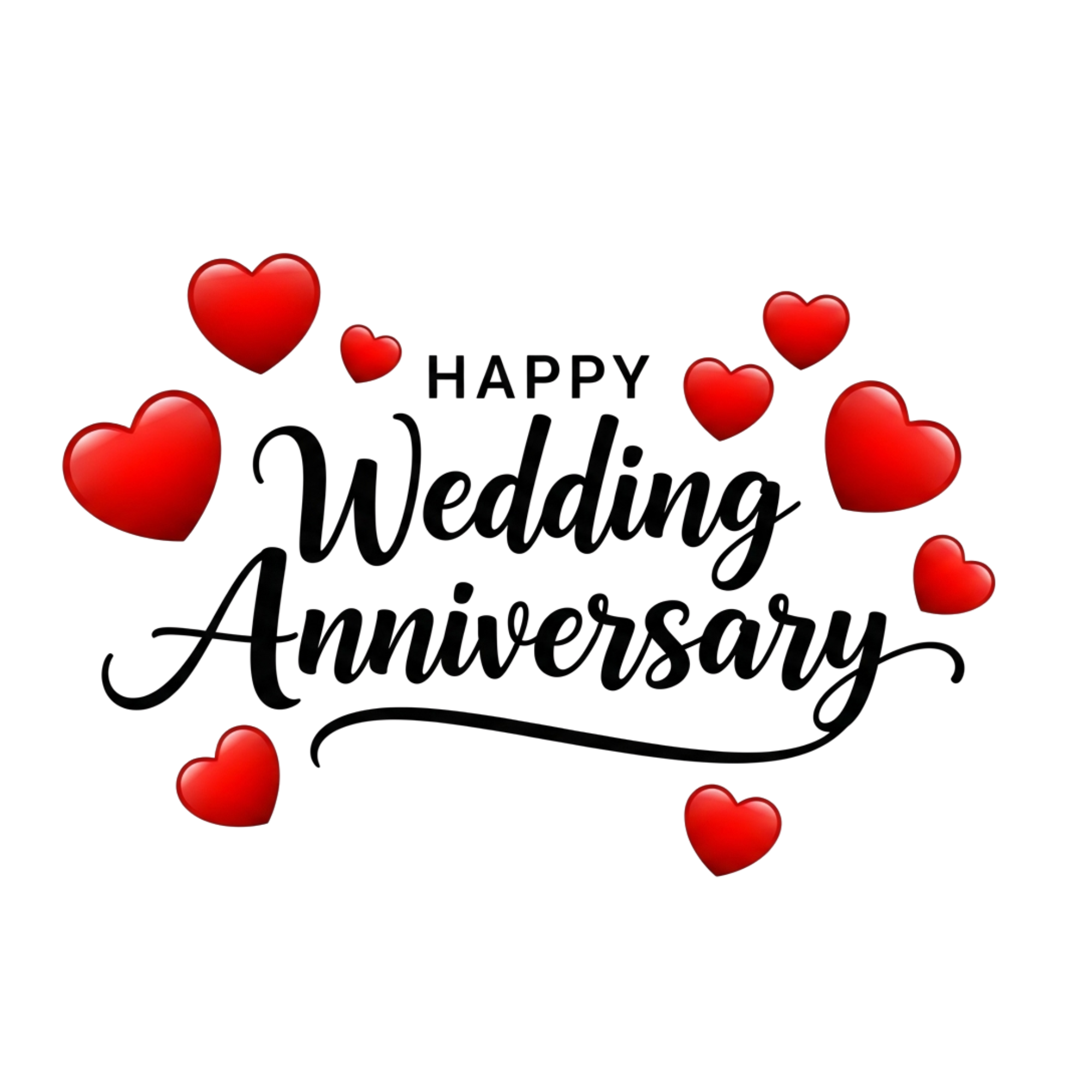 Red Heart Wedding Anniversary DTF Transfer