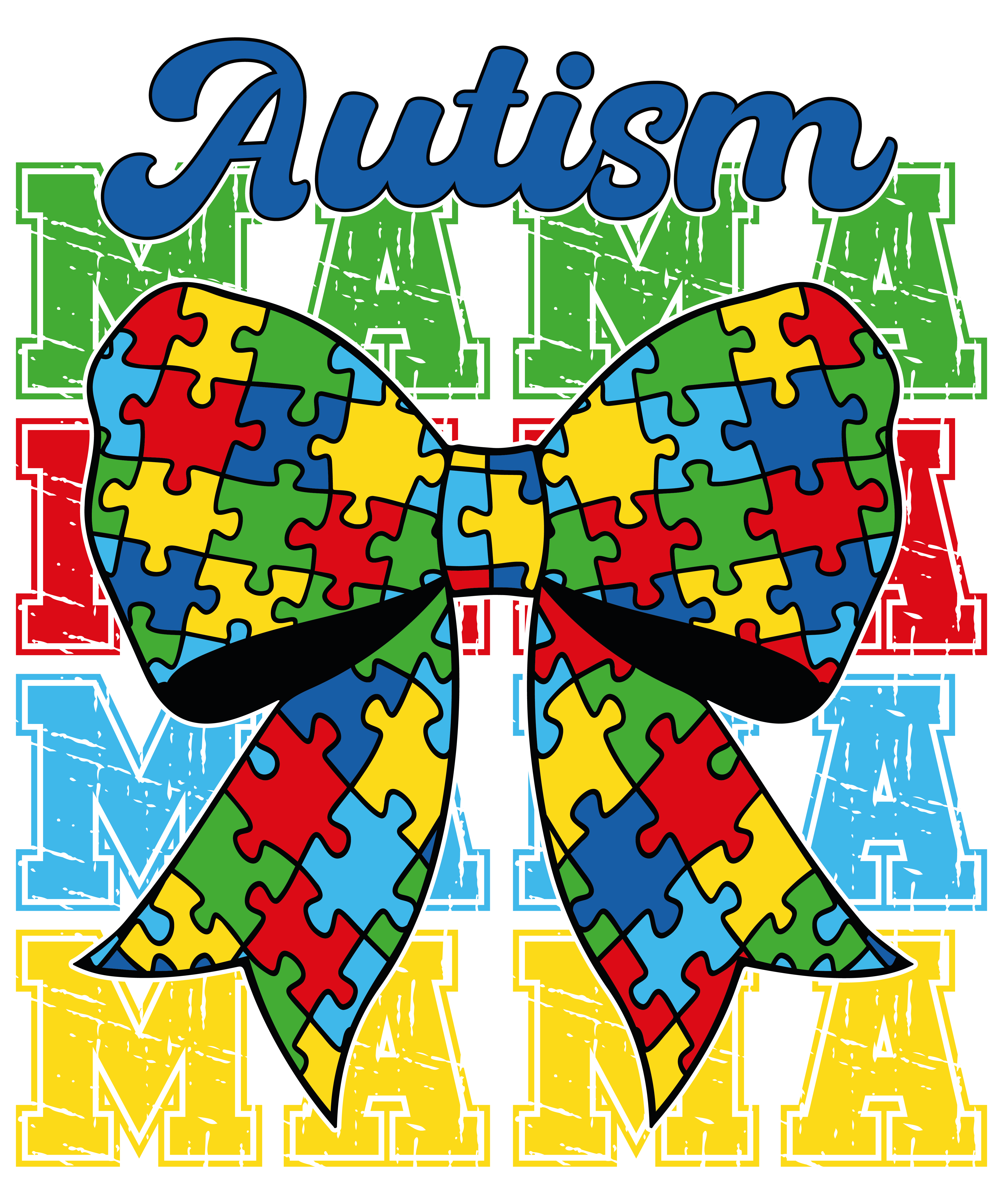 Autism Mama Puzzle Ribbon DTF Transfer