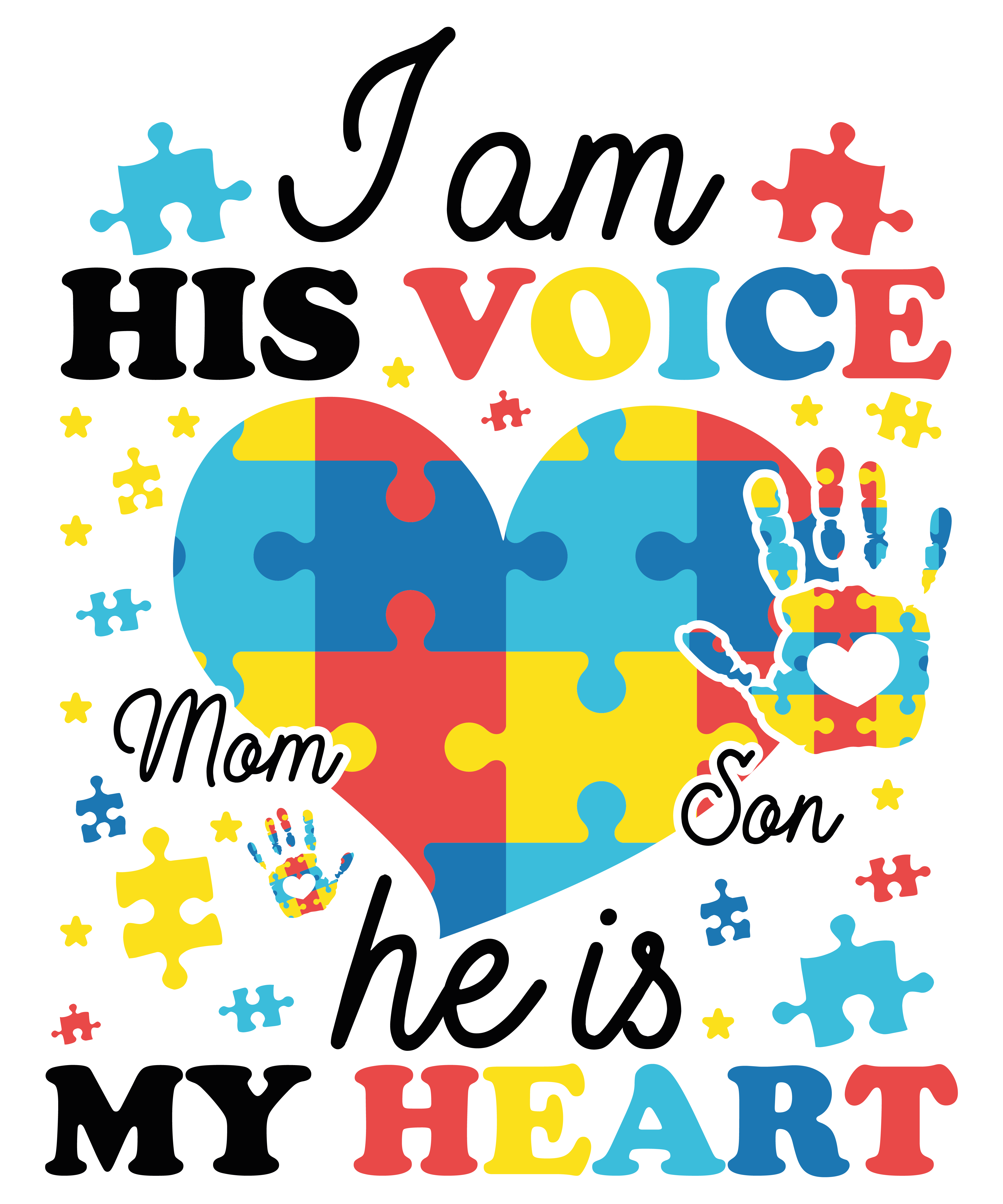 Autism Mom My Son My Heart Quote DTF Transfer