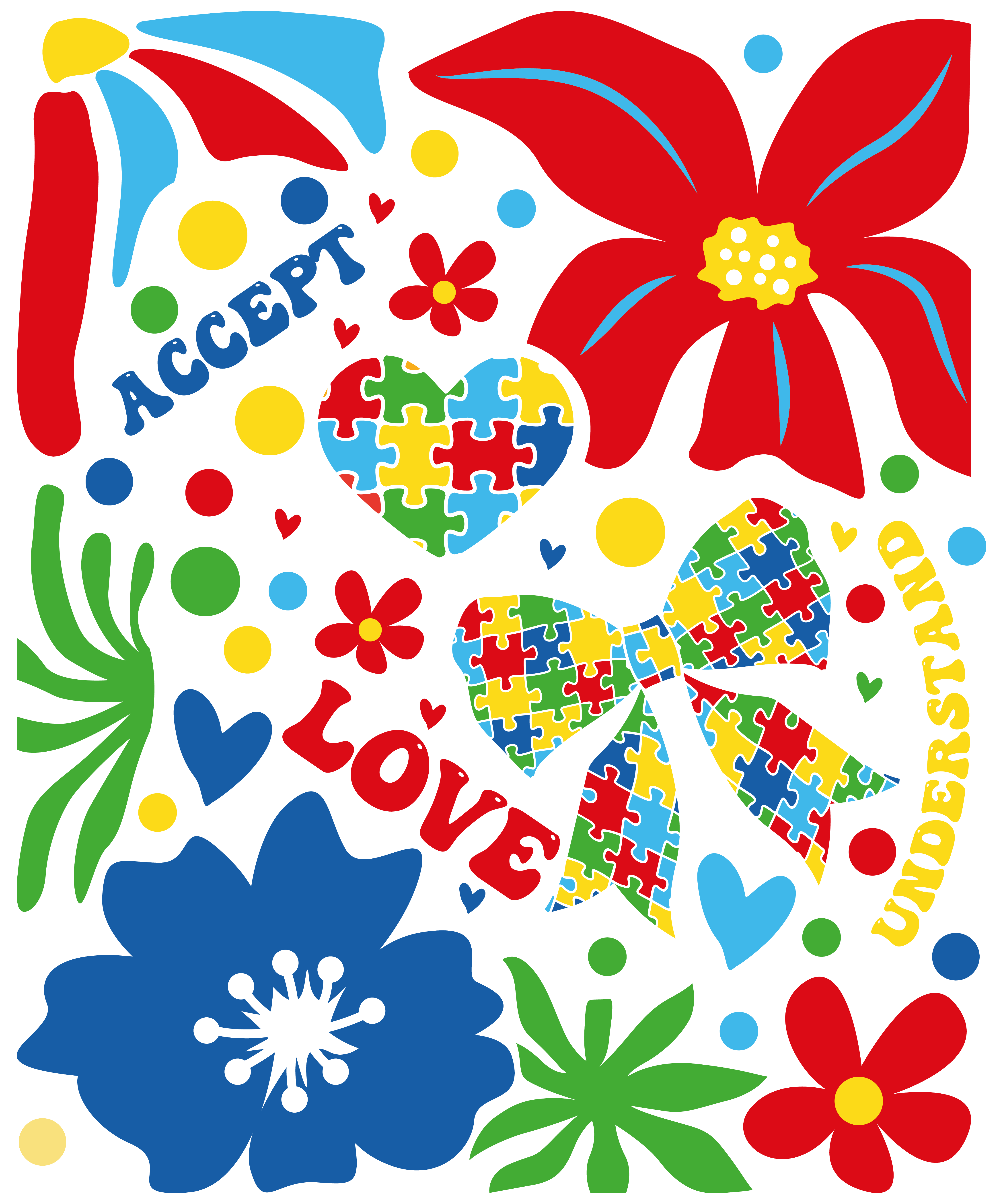 Autism Acceptance Floral Love DTF Transfer