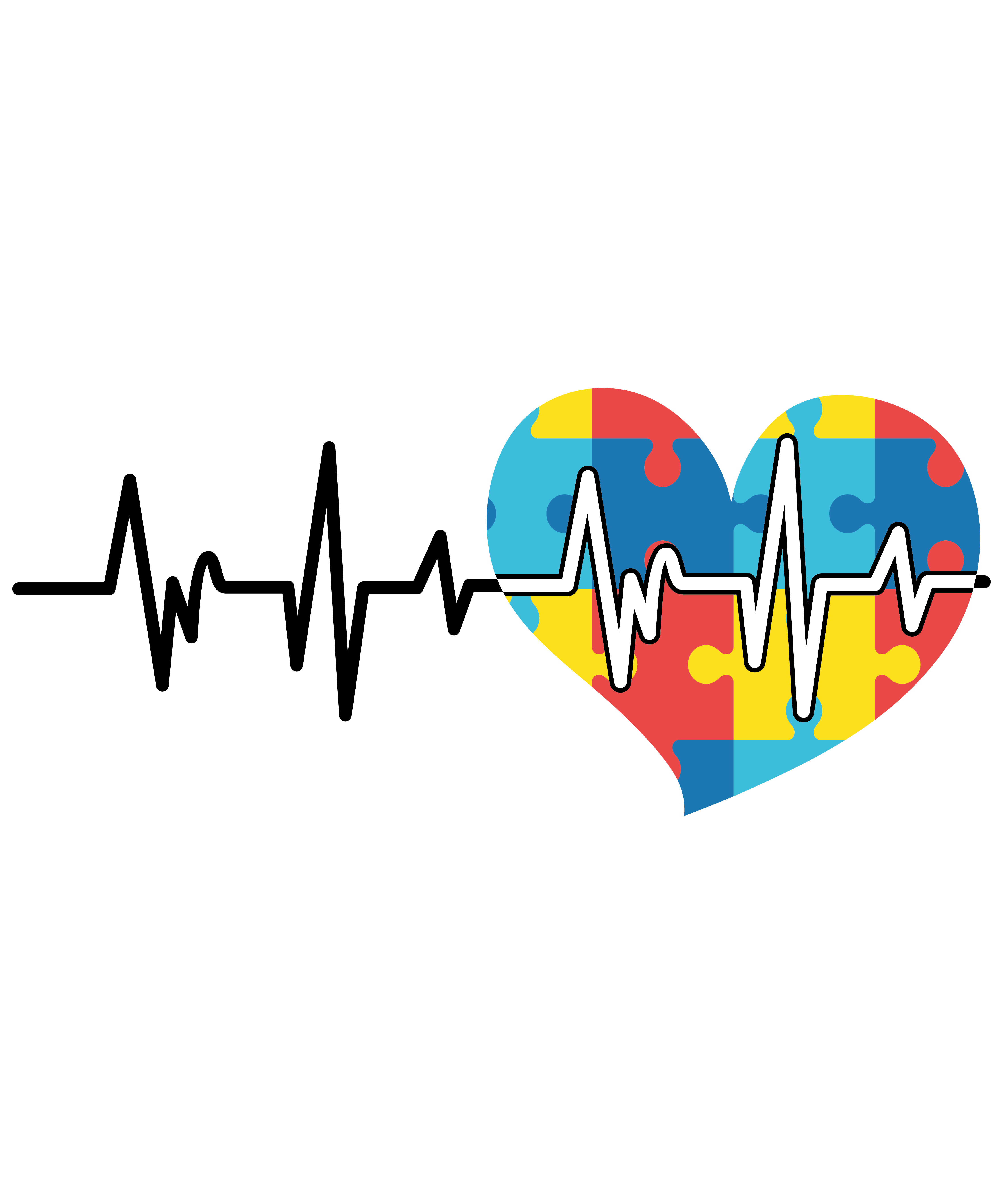 Autism Heartbeat Puzzle Heart DTF Transfer