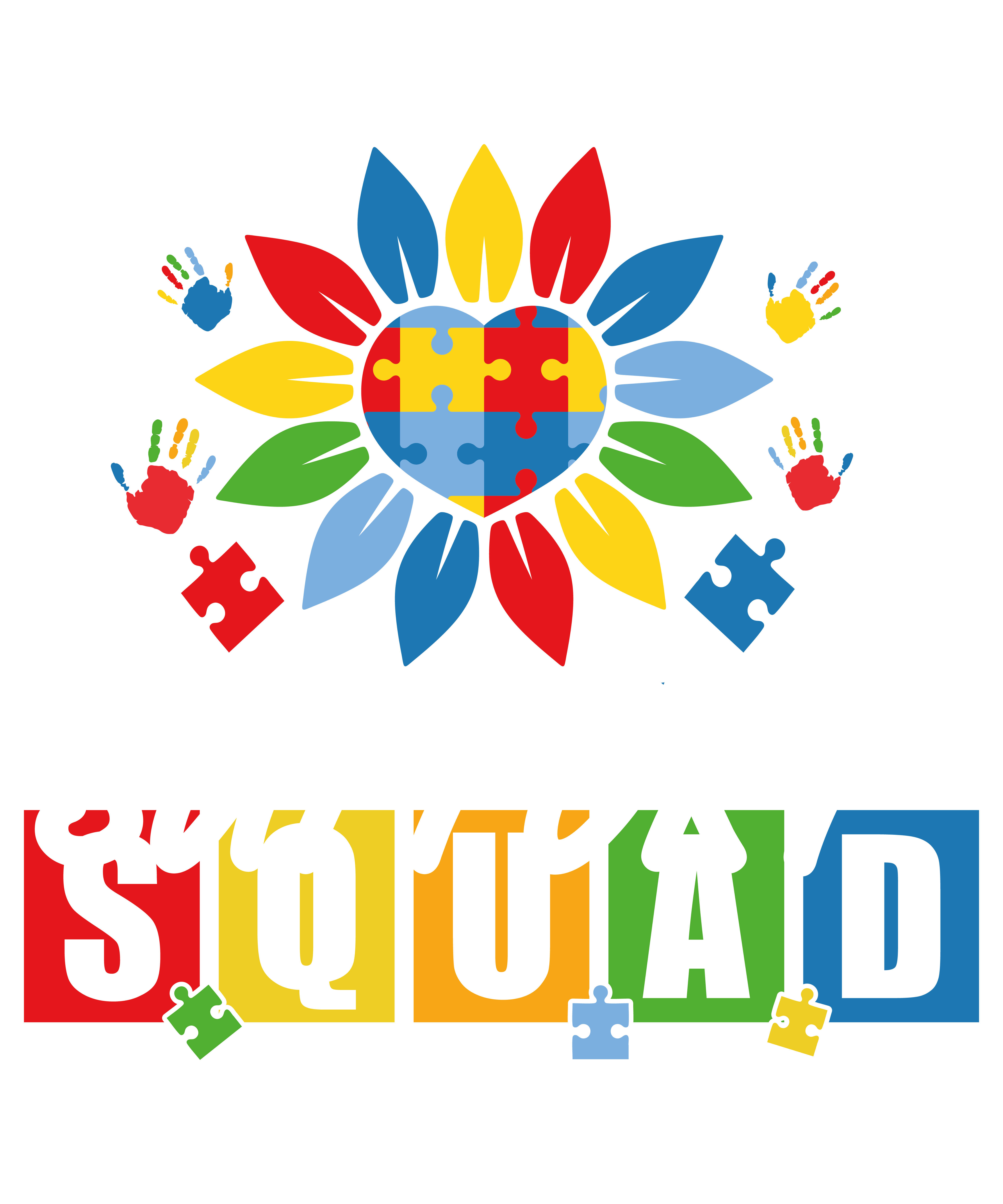 Autism Support Squad Puzzle Flower DTF Transfer