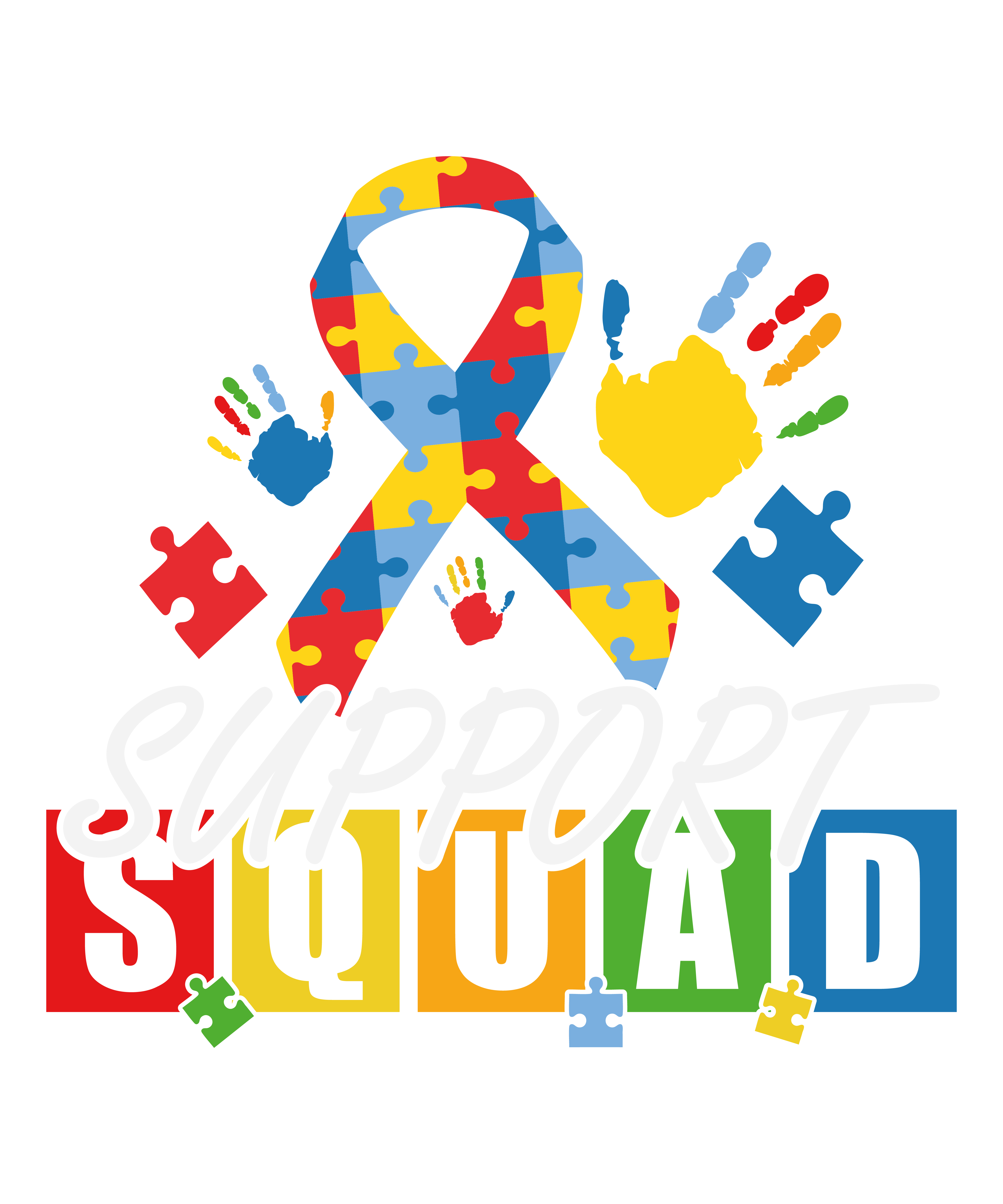 Support Squad Puzzle Ribbon Autism DTF Transfer