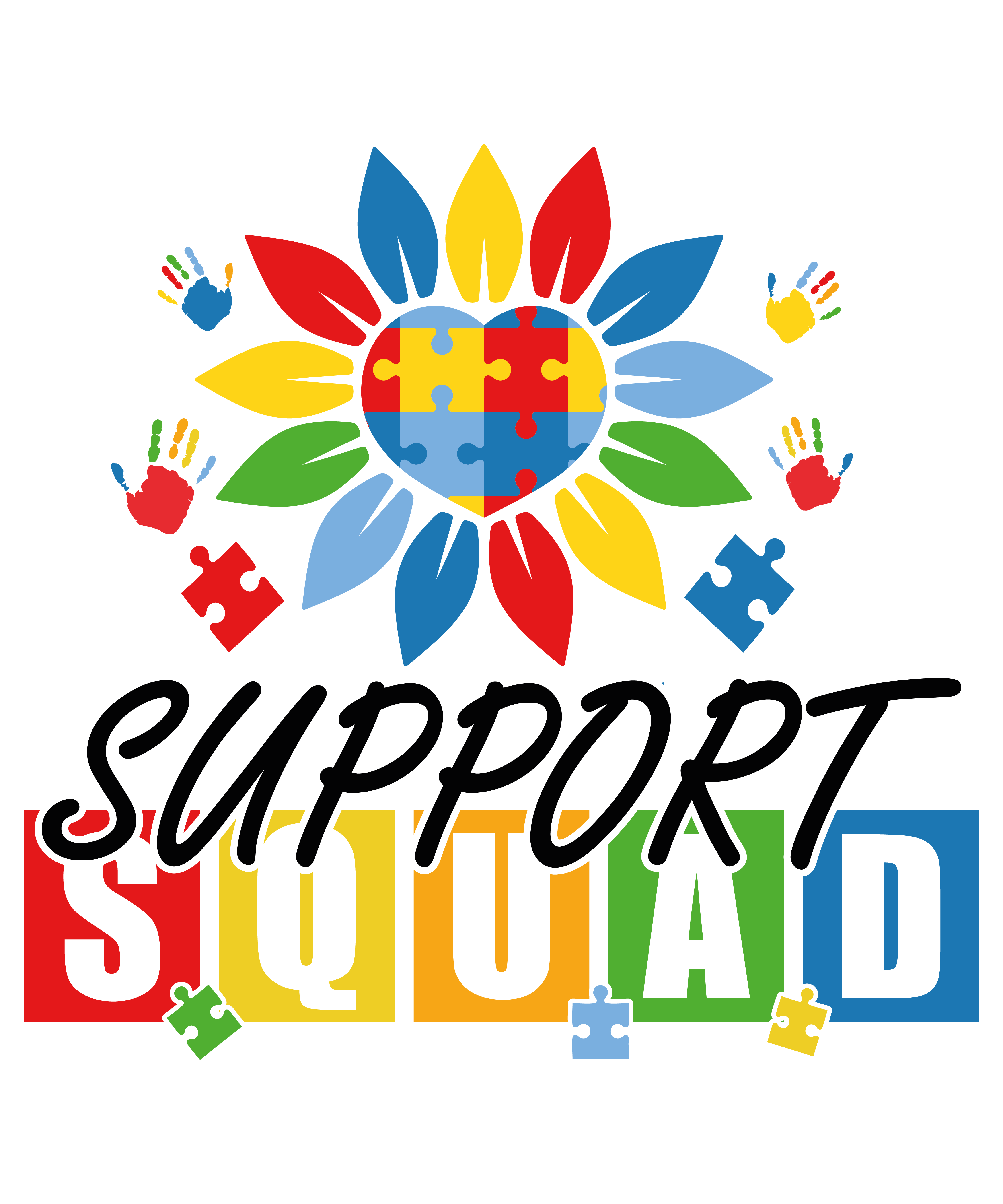 Support Squad Puzzle Flower Heart DTF Transfer