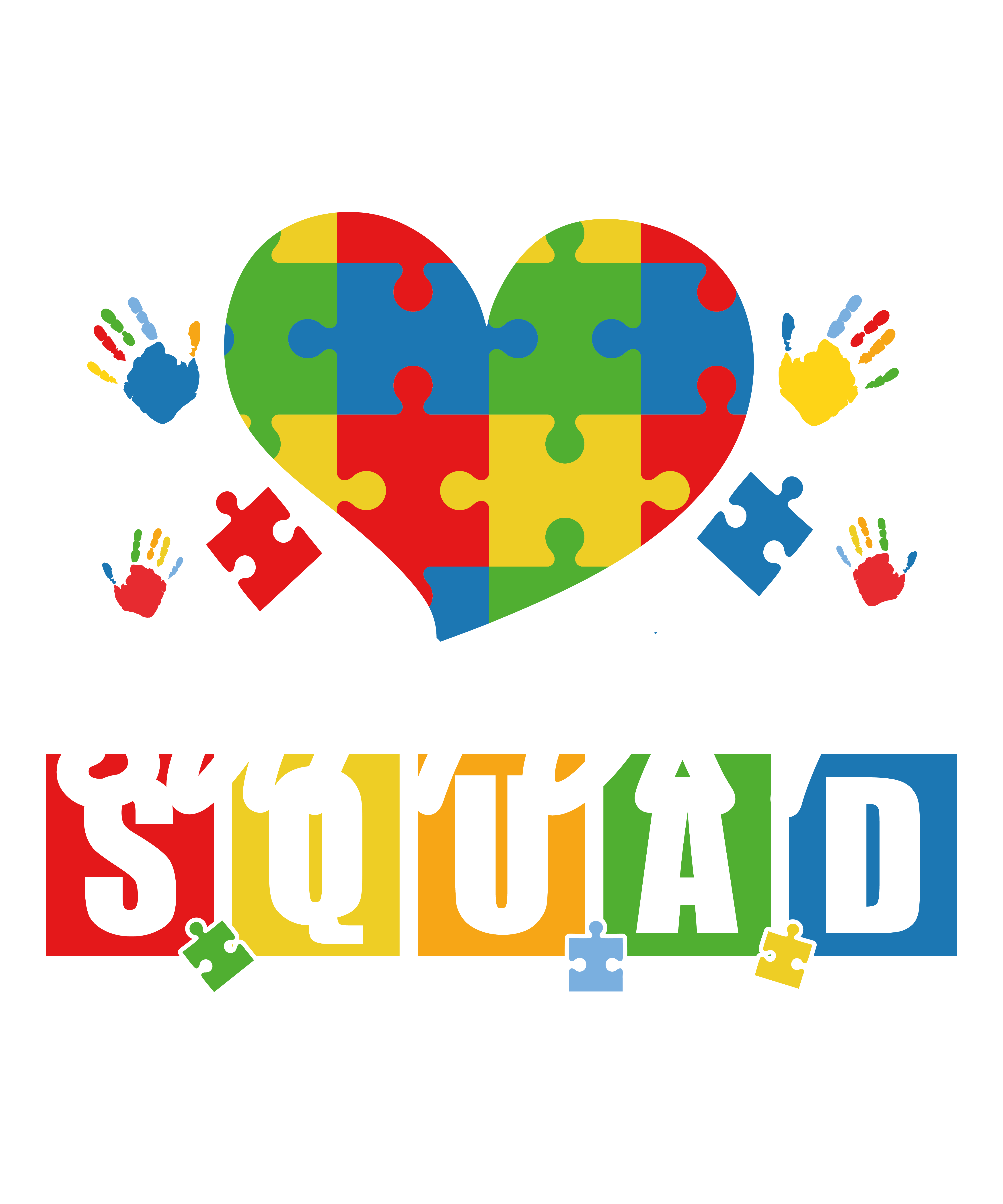 Support Squad Puzzle Heart DTF Transfer