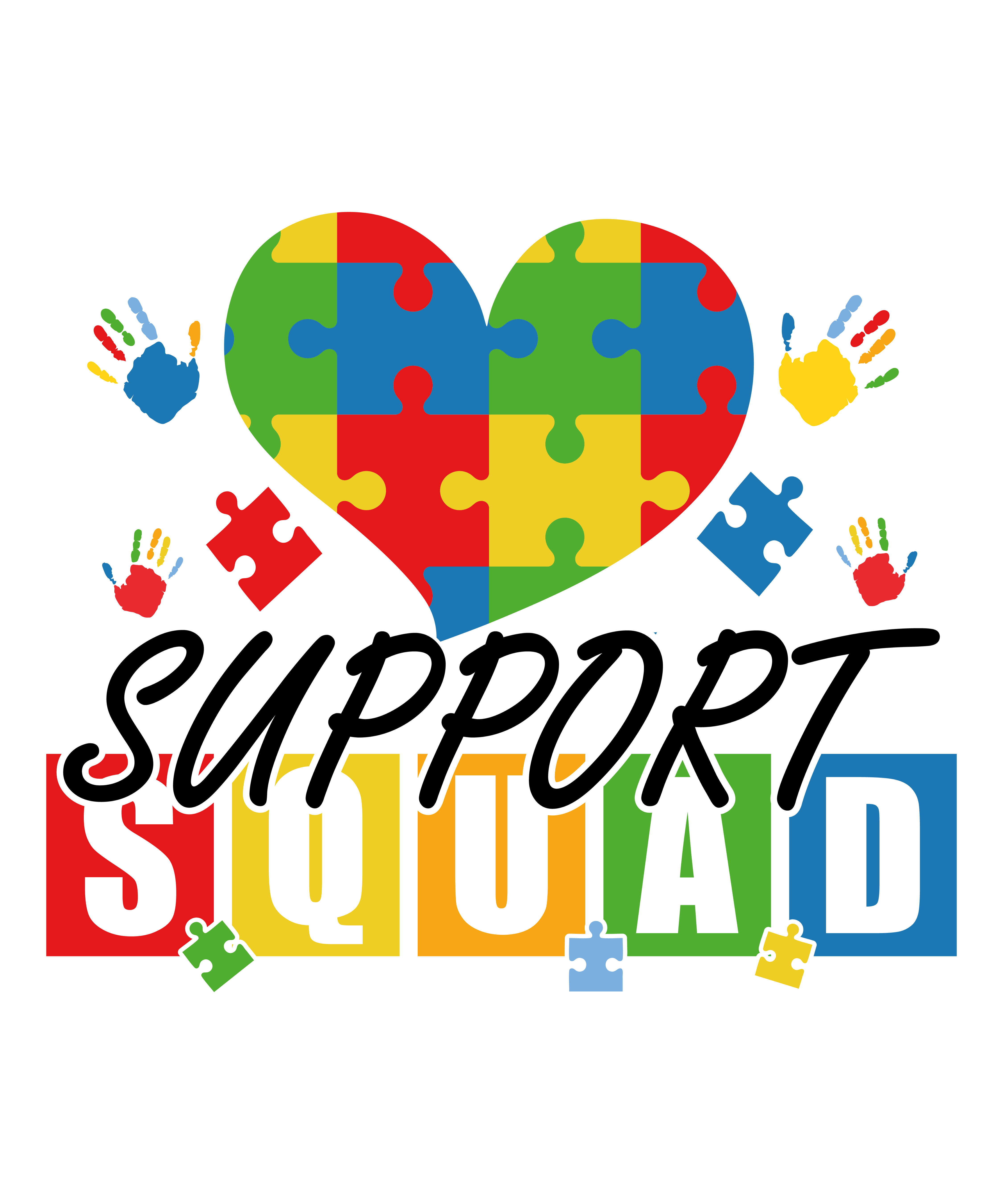 Support Squad Puzzle Heart Awareness DTF Transfer