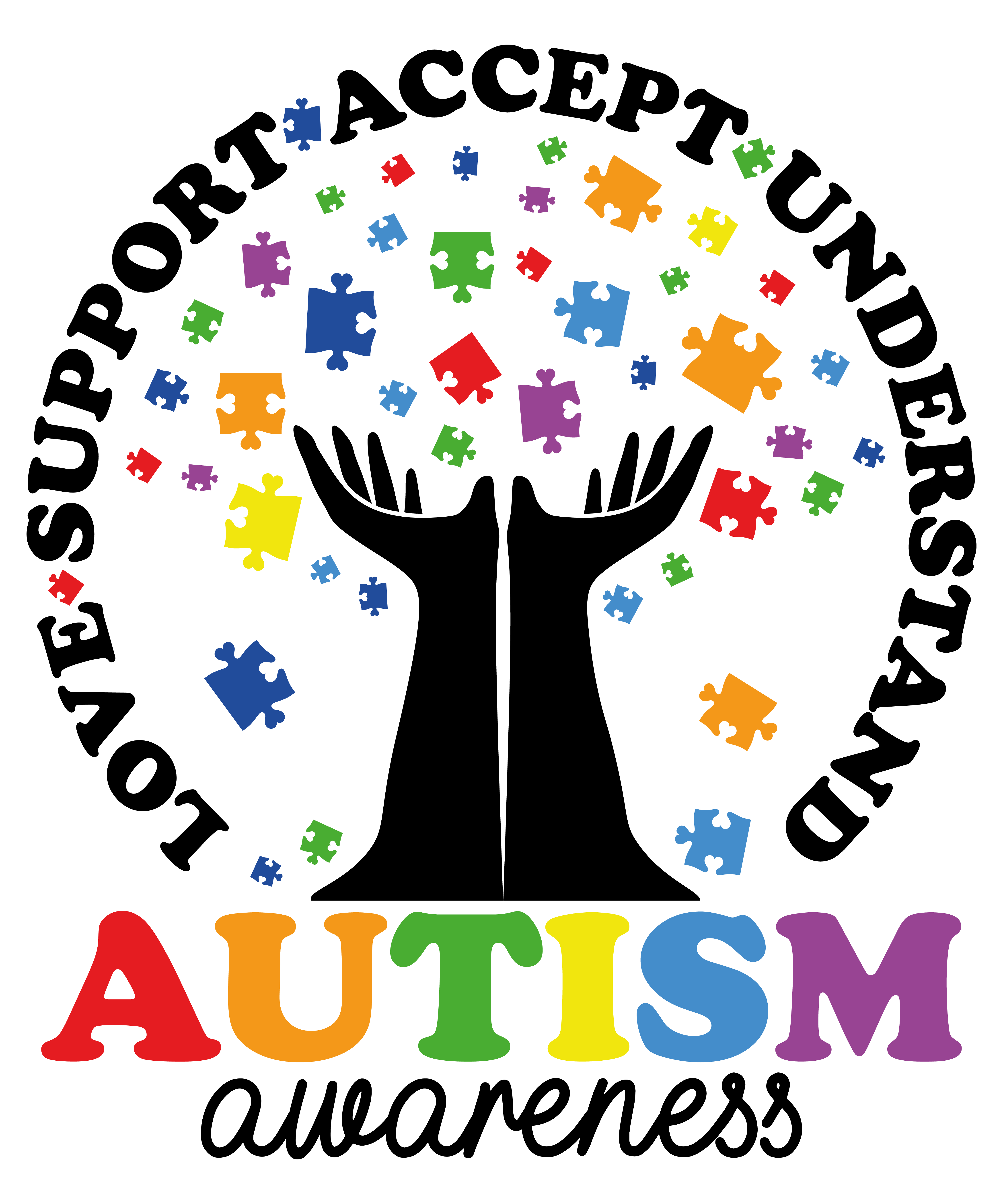 Autism Acceptance Puzzle Tree Awareness DTF Transfer