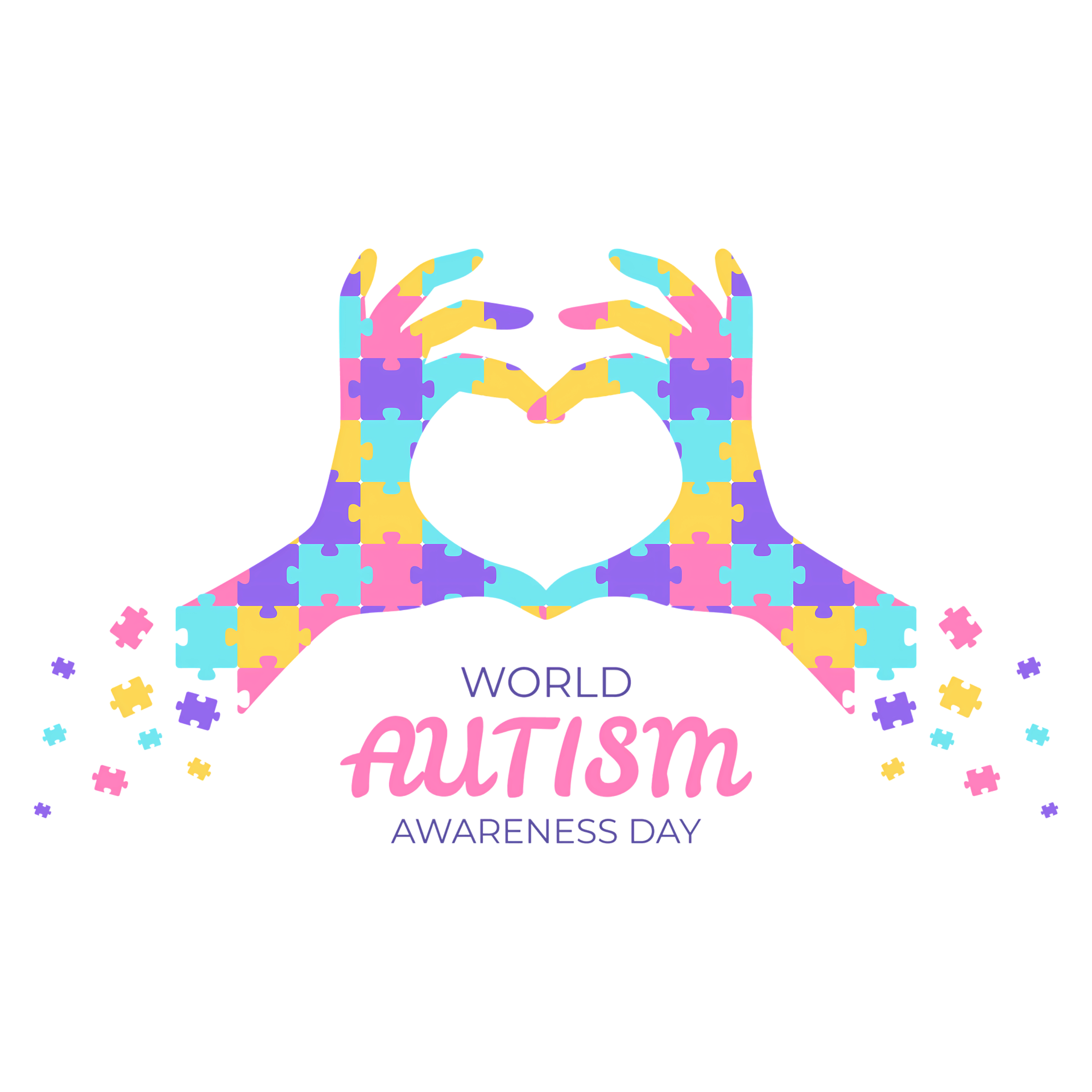 World Autism Awareness Heart Hands DTF Transfer