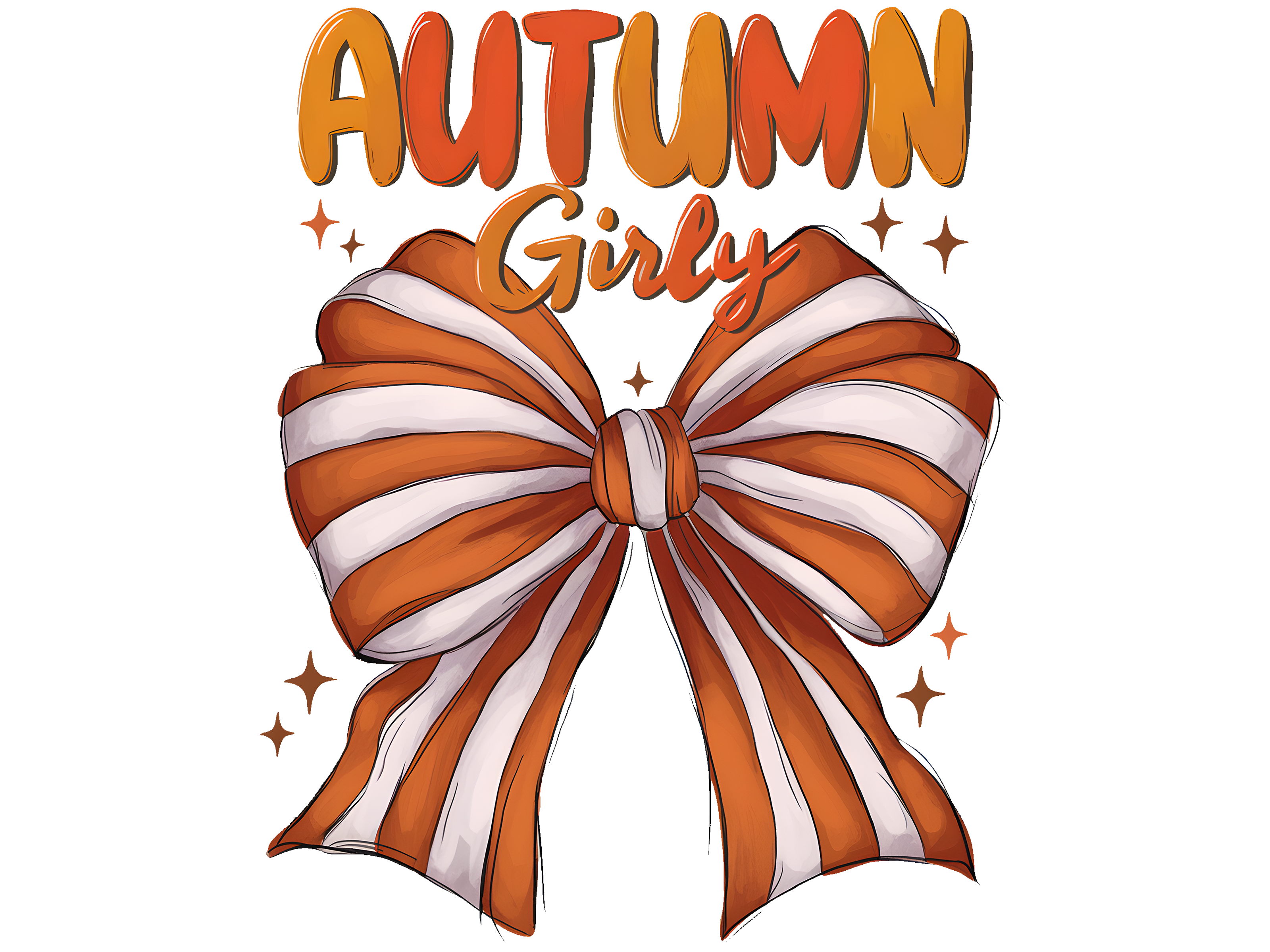 Autumn Girl Orange Bow DTF Transfer