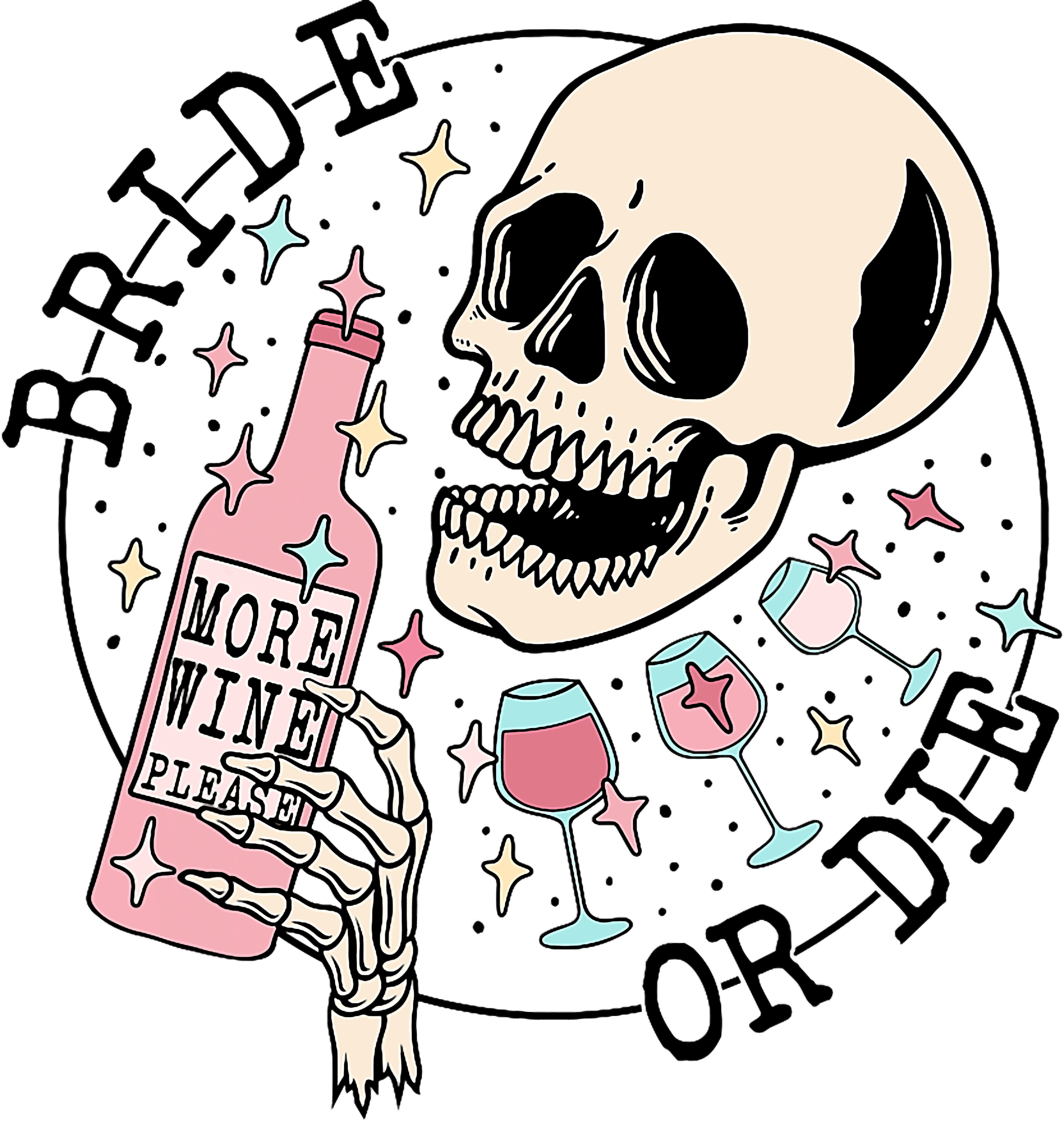 Bride Or Die Skeleton Holding DTF Transfer