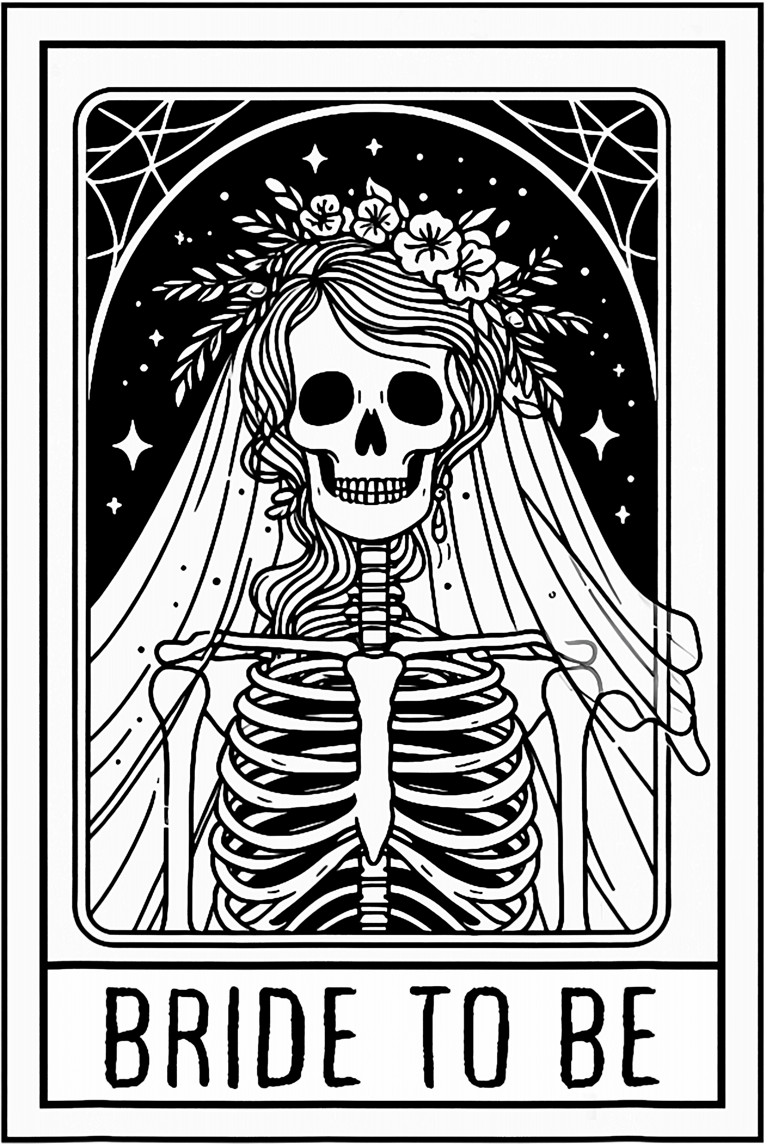 Bride To Be Gothic Skeleton DTF Transfer