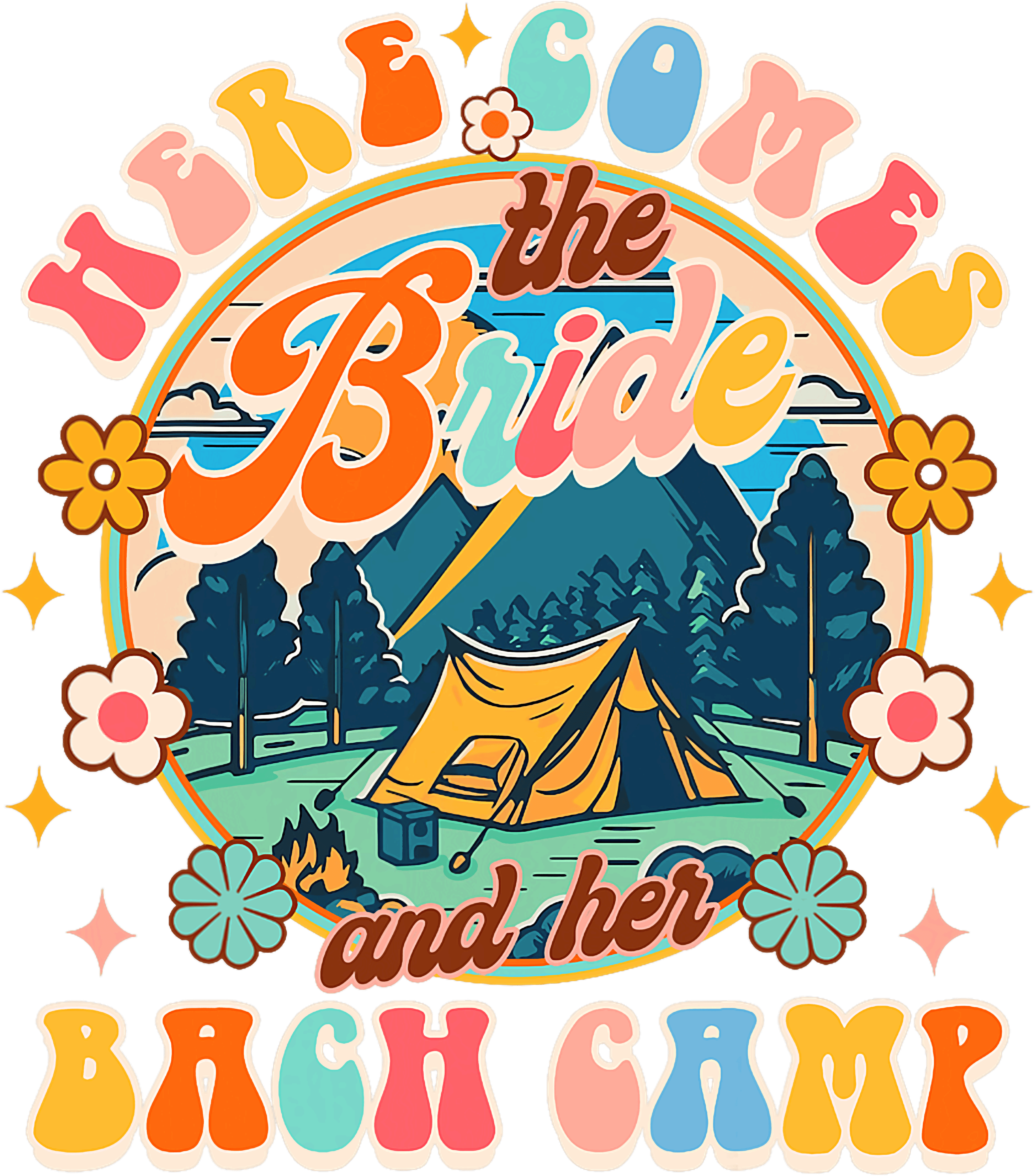 Hiking The Bride And Her Bach Camp DTF Transfer