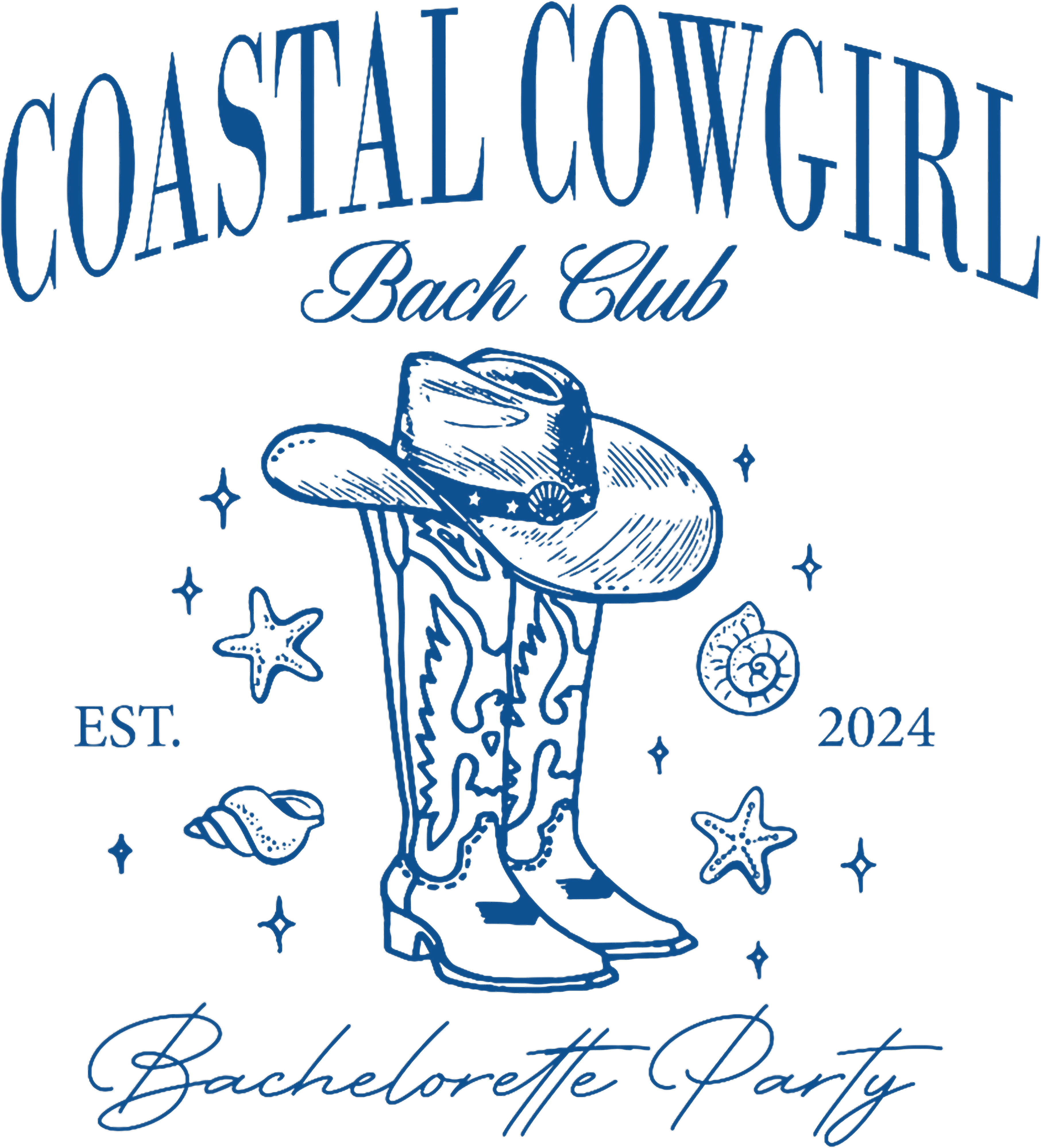 Coastal Cowgirl Bach Club Cowgirl Boot DTF Transfer