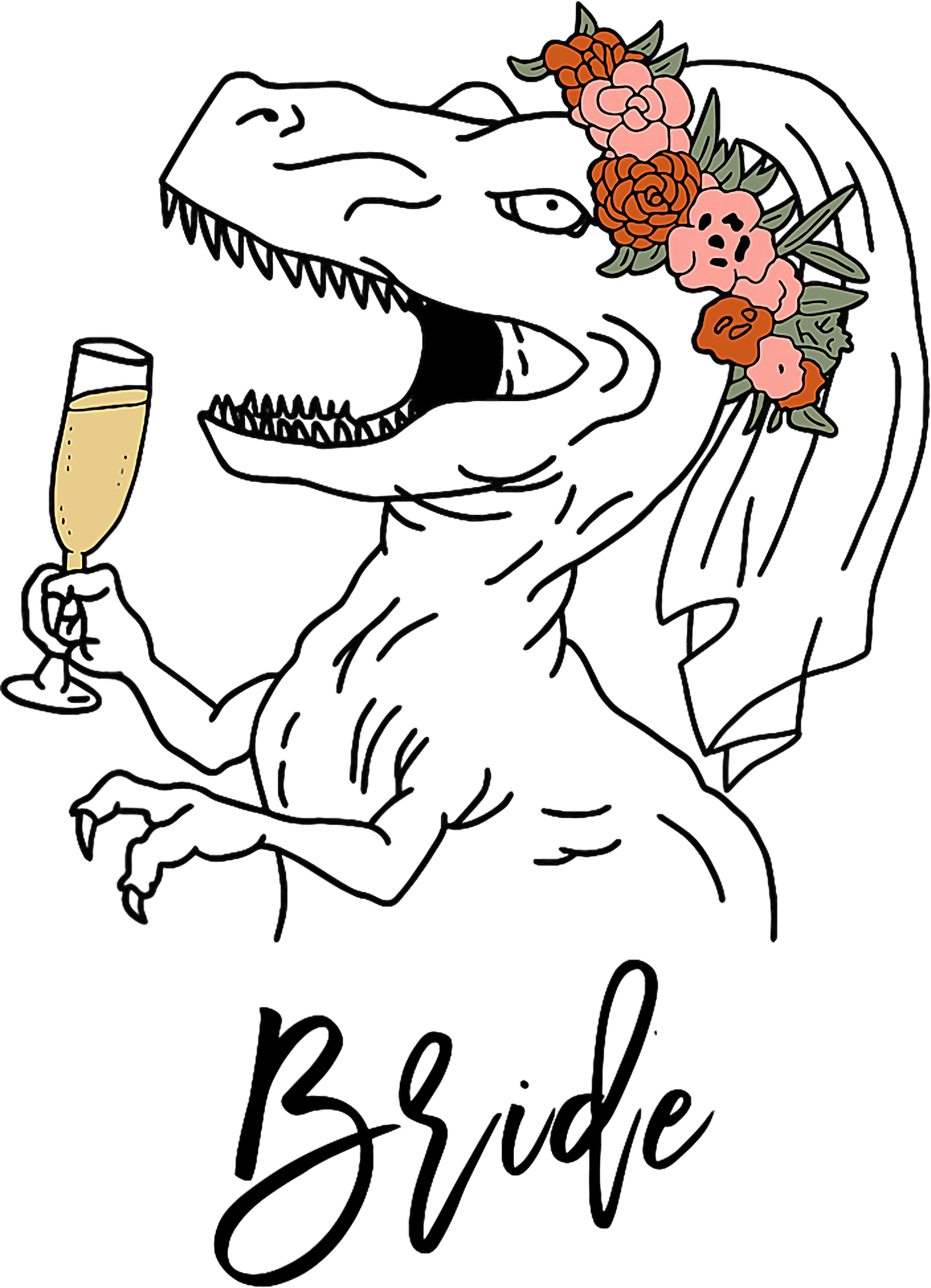 Bride Funny T Rex Bride DTF Transfer