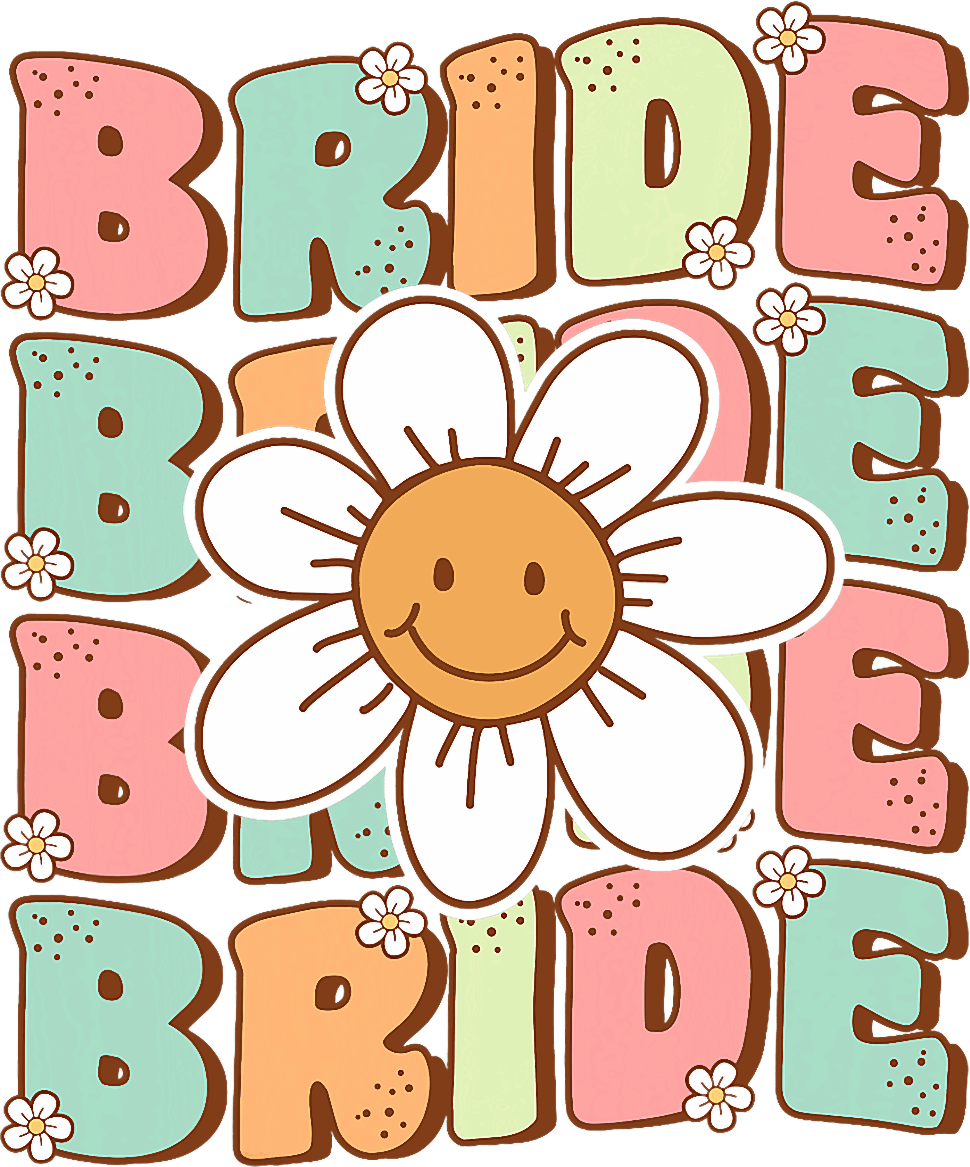 Bride Bride Bride Retro Pastel DTF Transfer