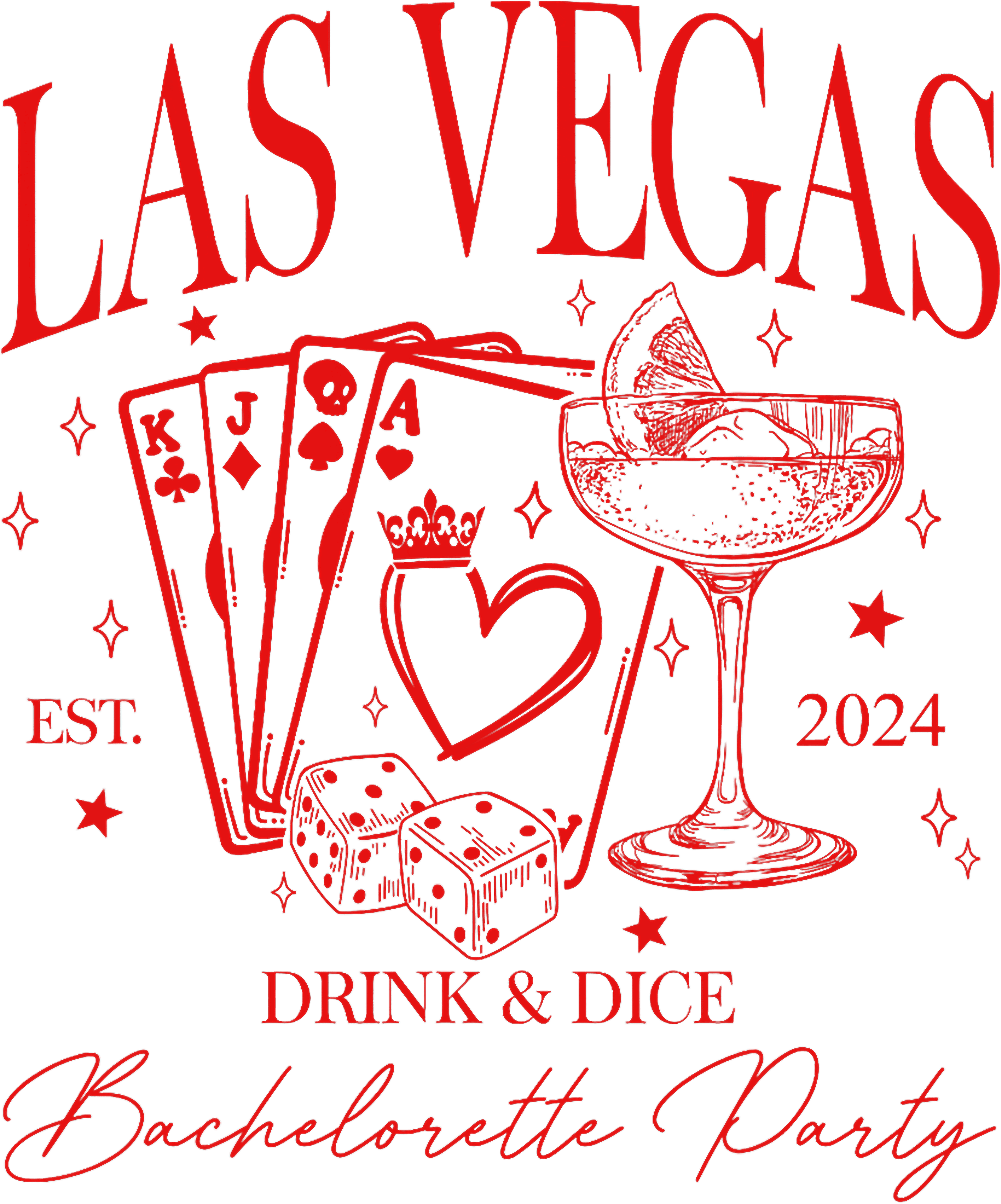 Las Vegas Drink And Dice Bachelorette DTF Transfer