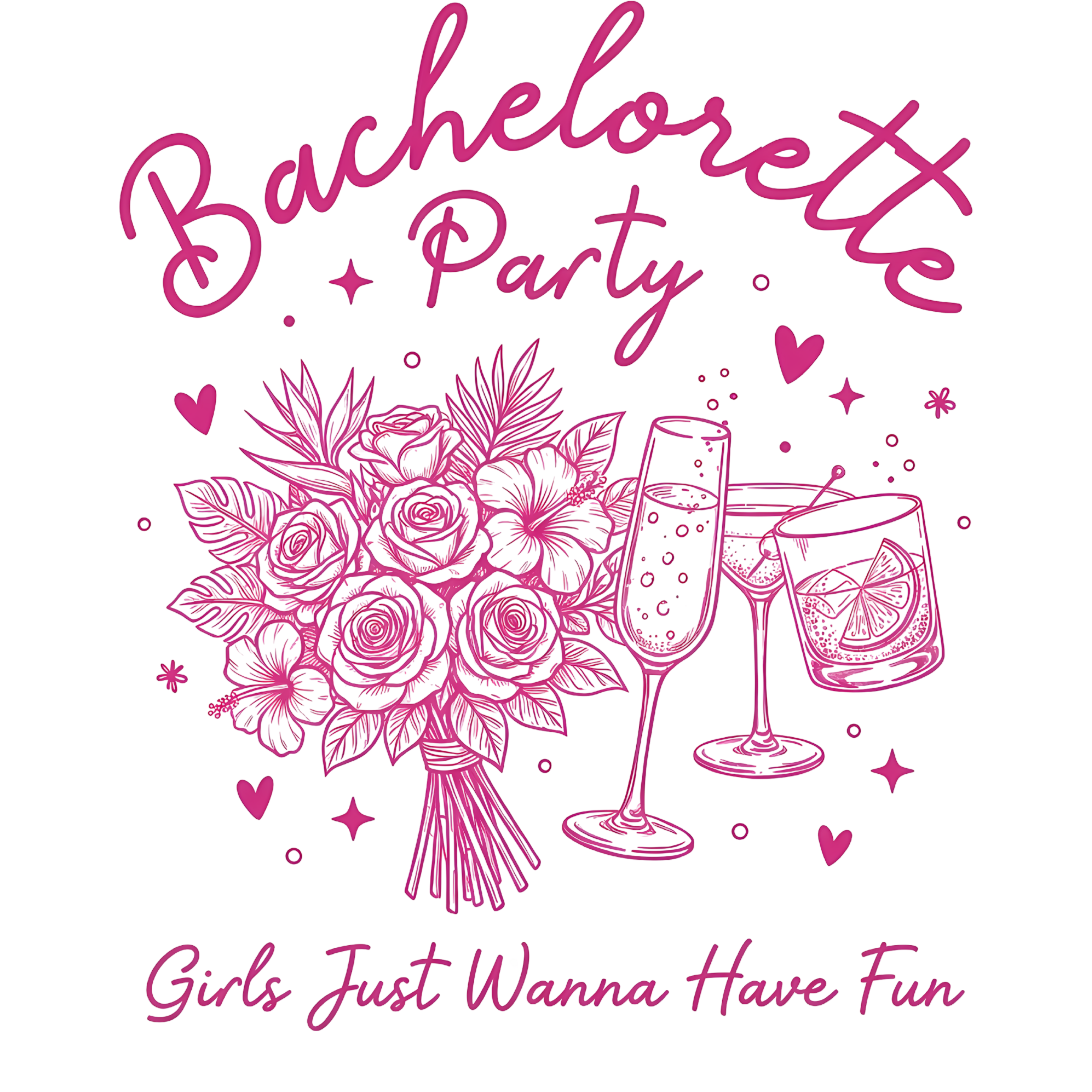 Pink Floral Bachelorette Party DTF Transfer
