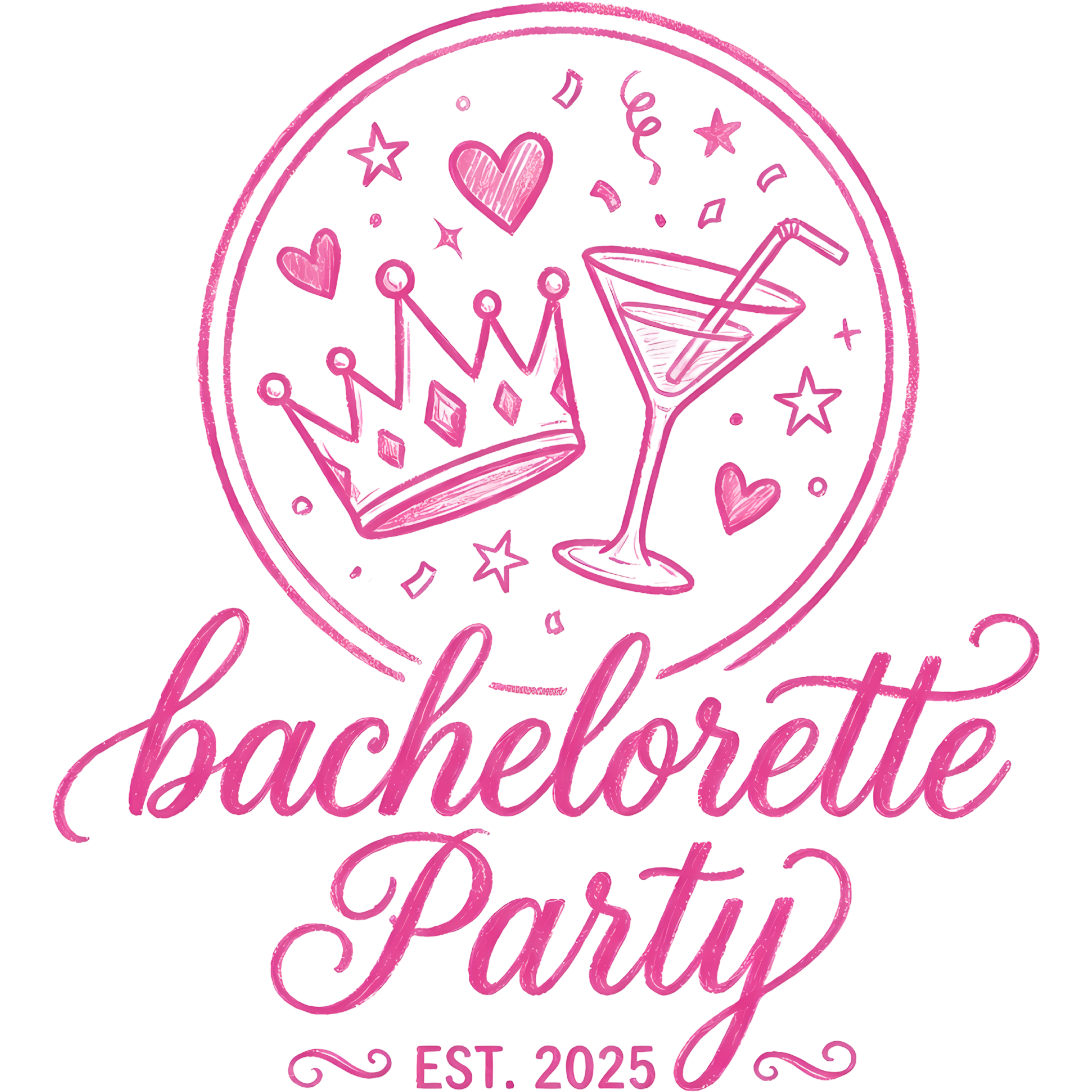 Pink Crown Cocktail Party DTF Transfer