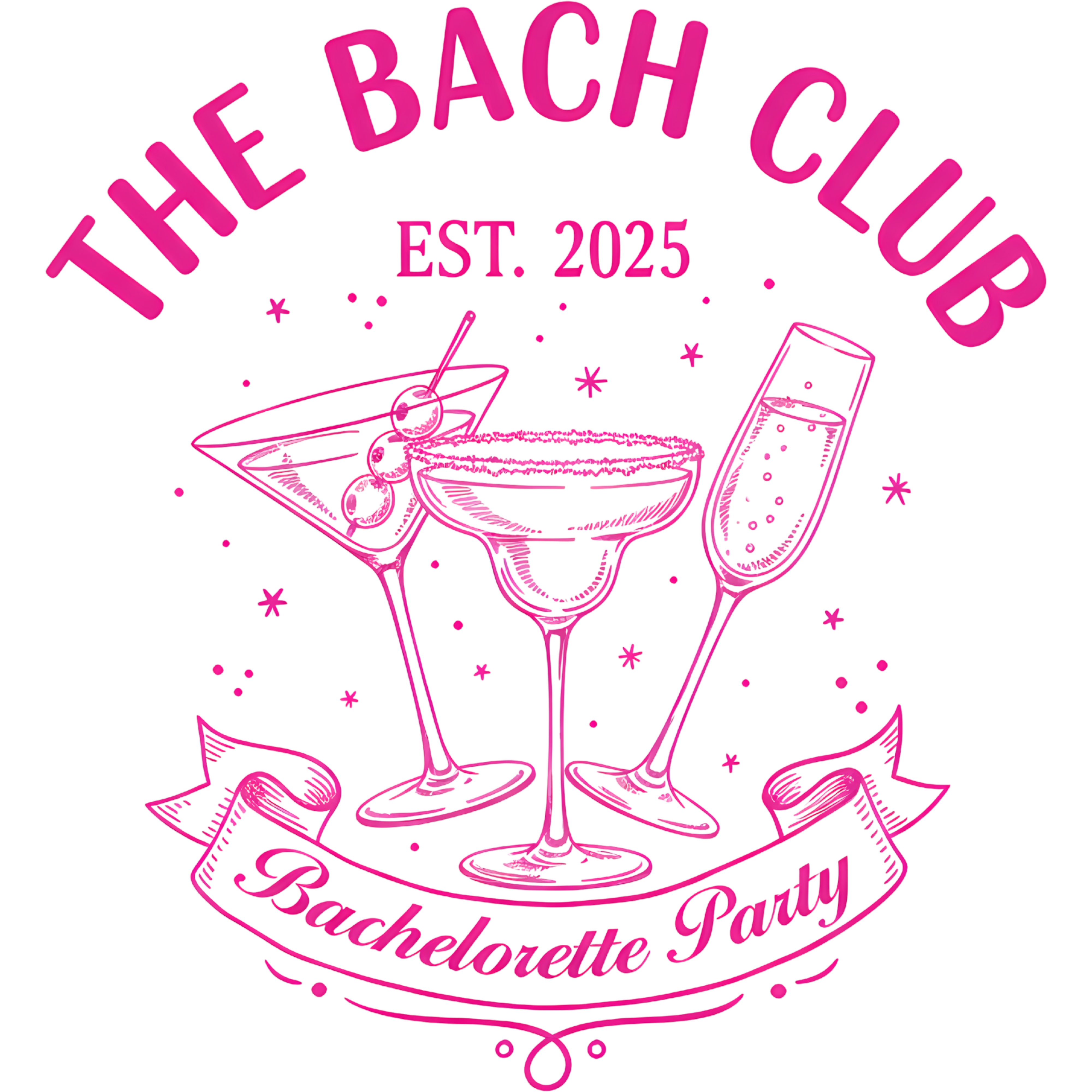 Pink Bach Club Cocktail Party DTF Transfer