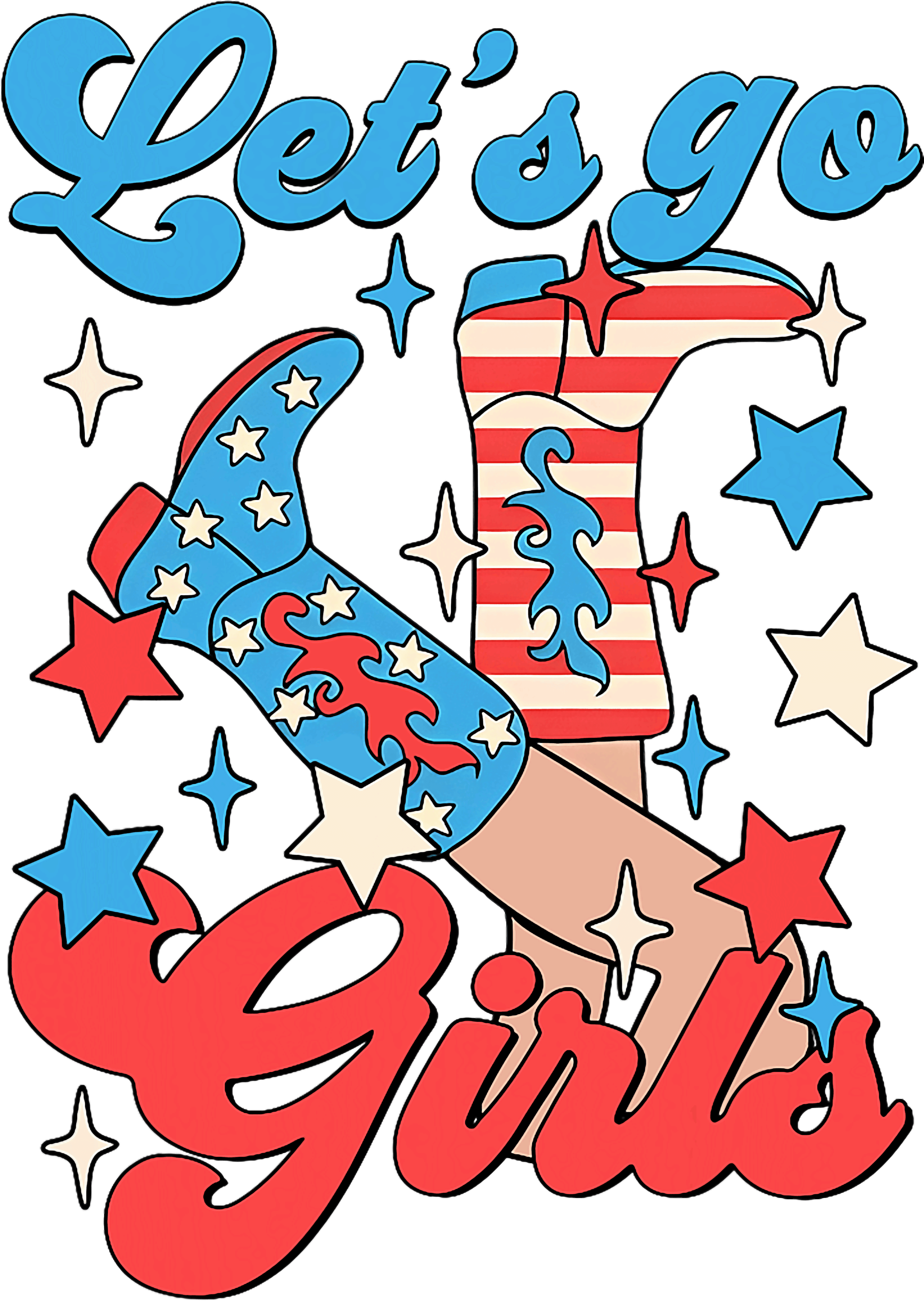Lets Go Girls Patriotic Red DTF Transfer
