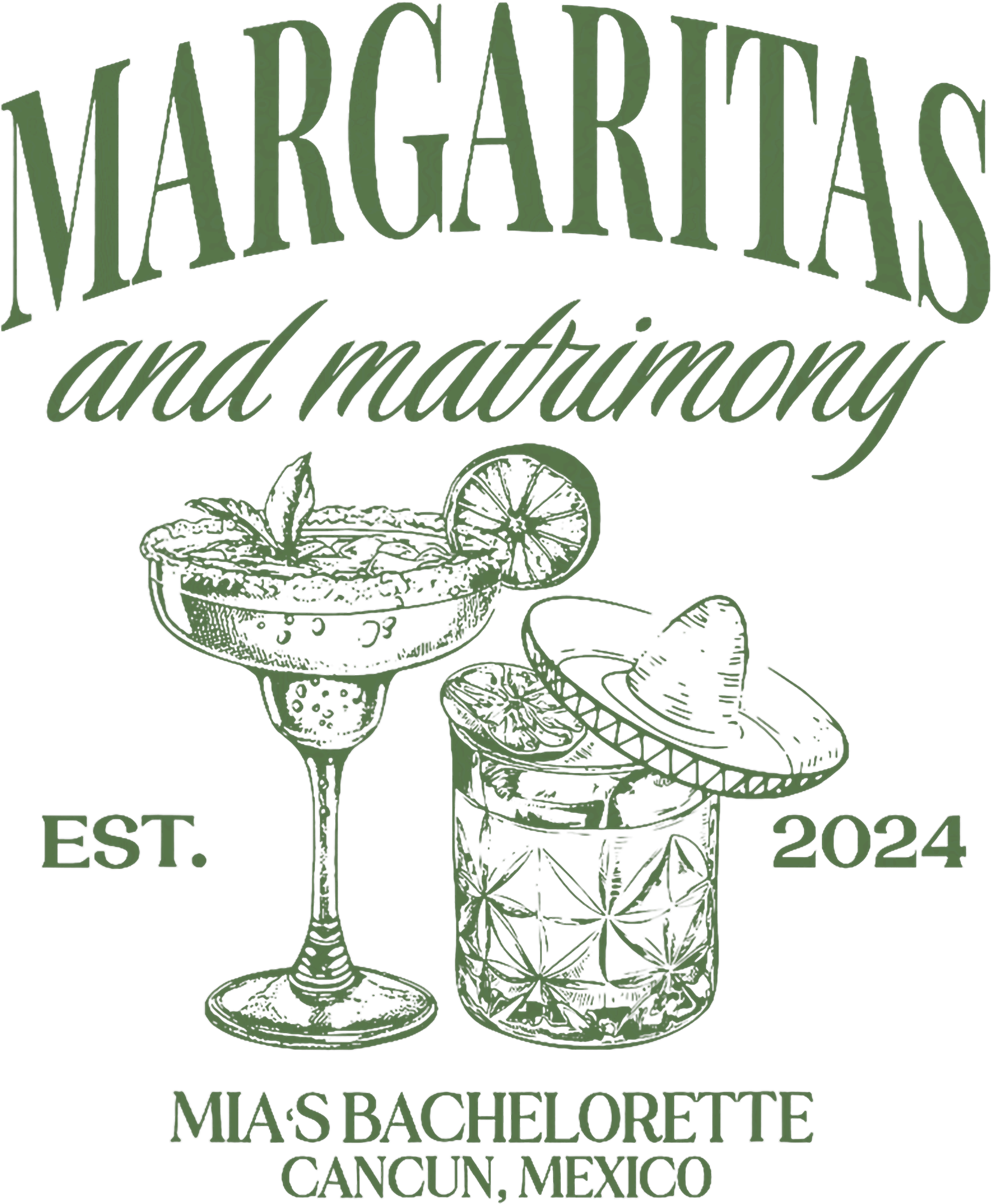 Margaritas And Matrimony Mias Bachelorette DTF Transfer
