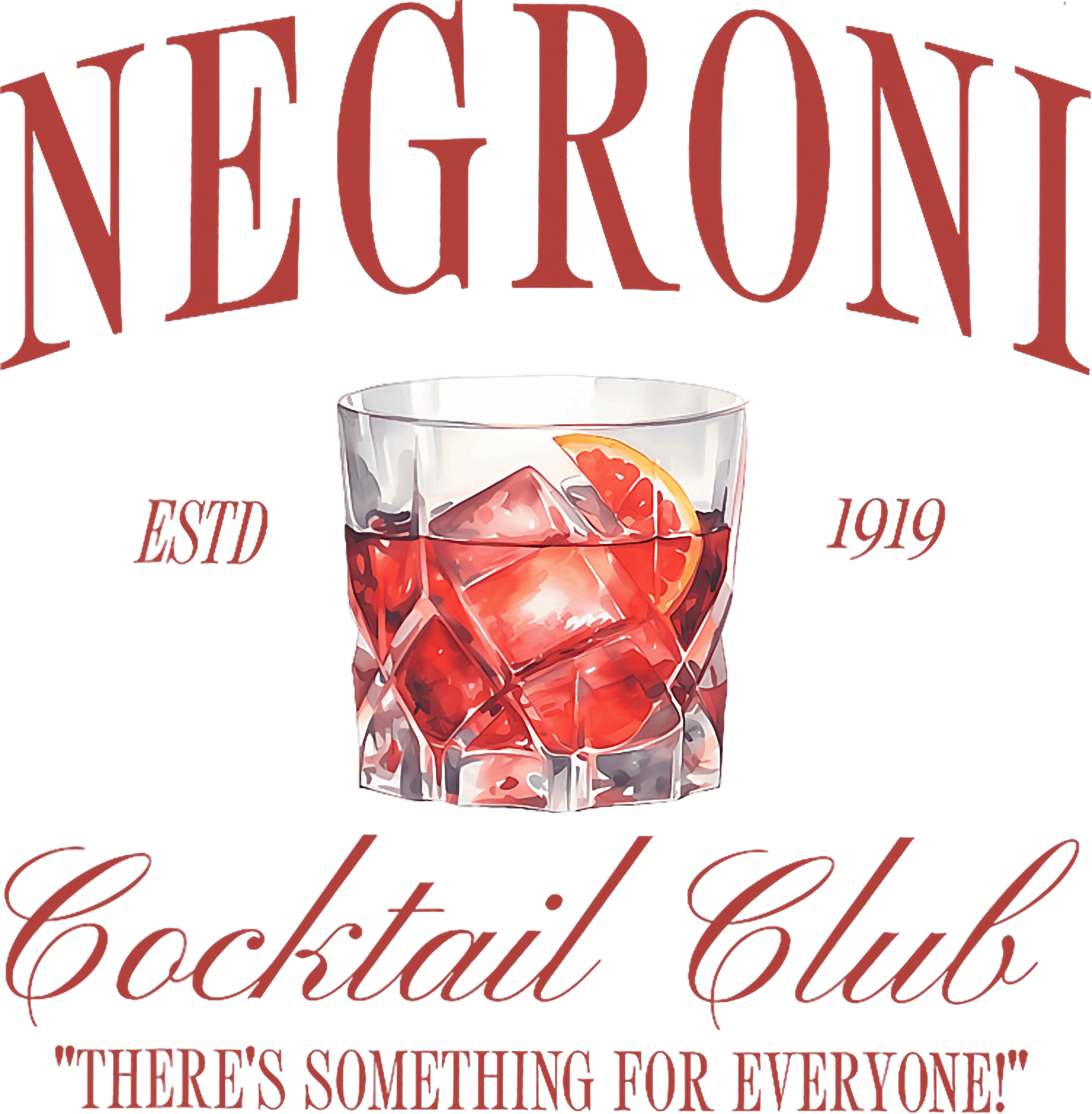Negroni Cocktail Club Vintage Cocktail DTF Transfer